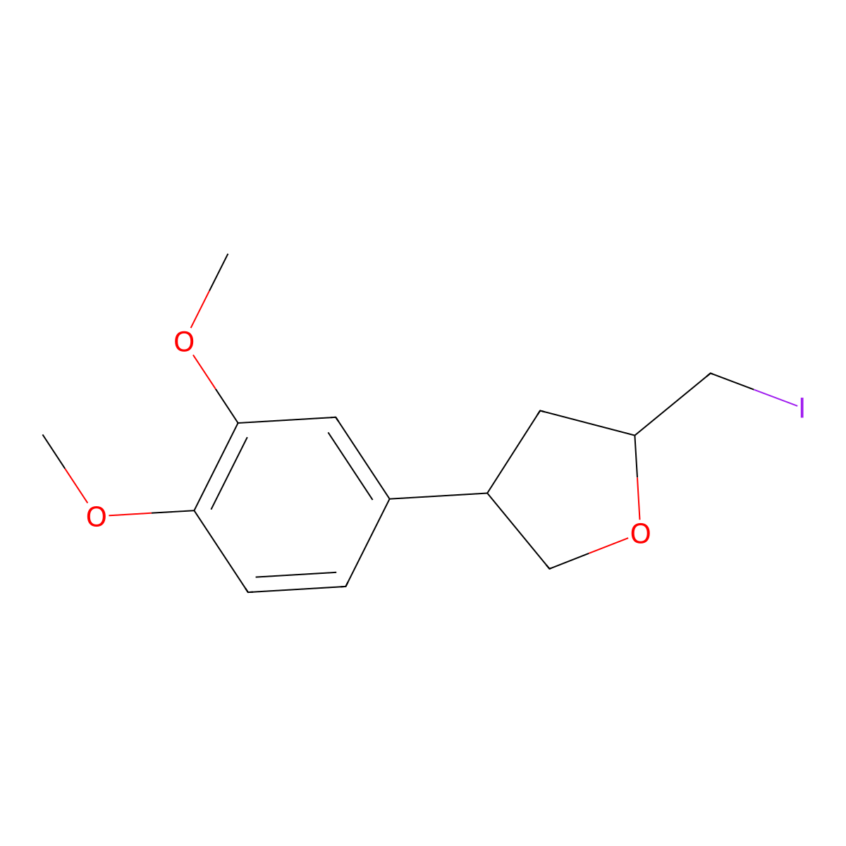 (2R,4R)-4-(3,4-Dimethoxyphenyl)-2-(iodomethyl)oxolane molecular structure, CAS 2059915-31-8