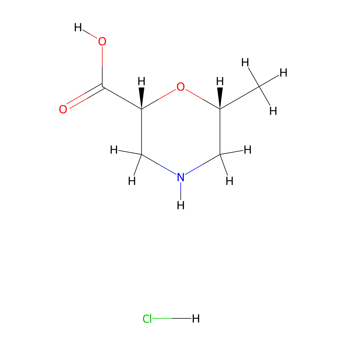 (2R,6R)-6-Methylmorpholine-2-carboxylic acid hcl molecular structure, CAS 2059915-35-2