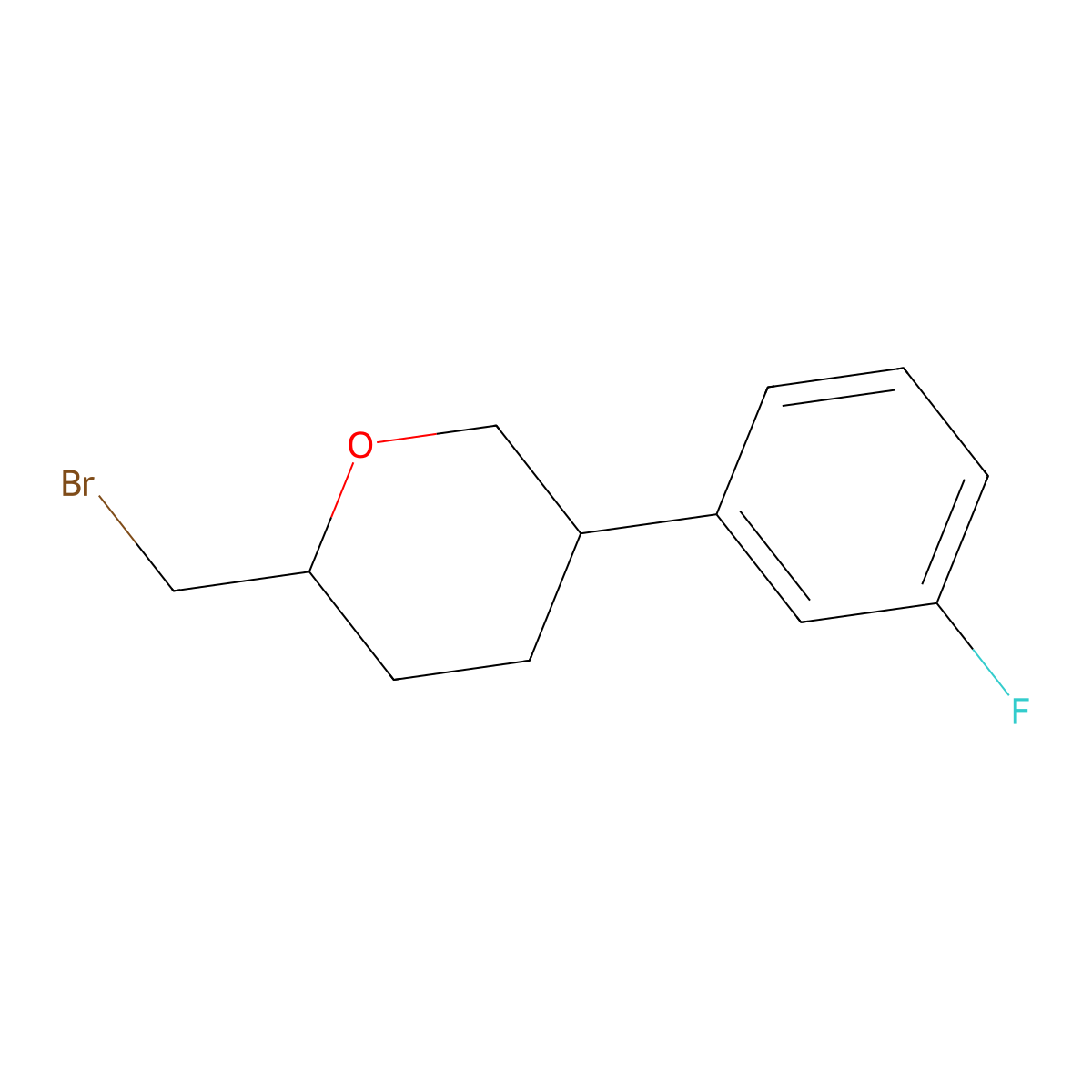 (2S,5R)-2-(Bromomethyl)-5-(3-fluorophenyl)oxane molecular structure, CAS 2059915-57-8