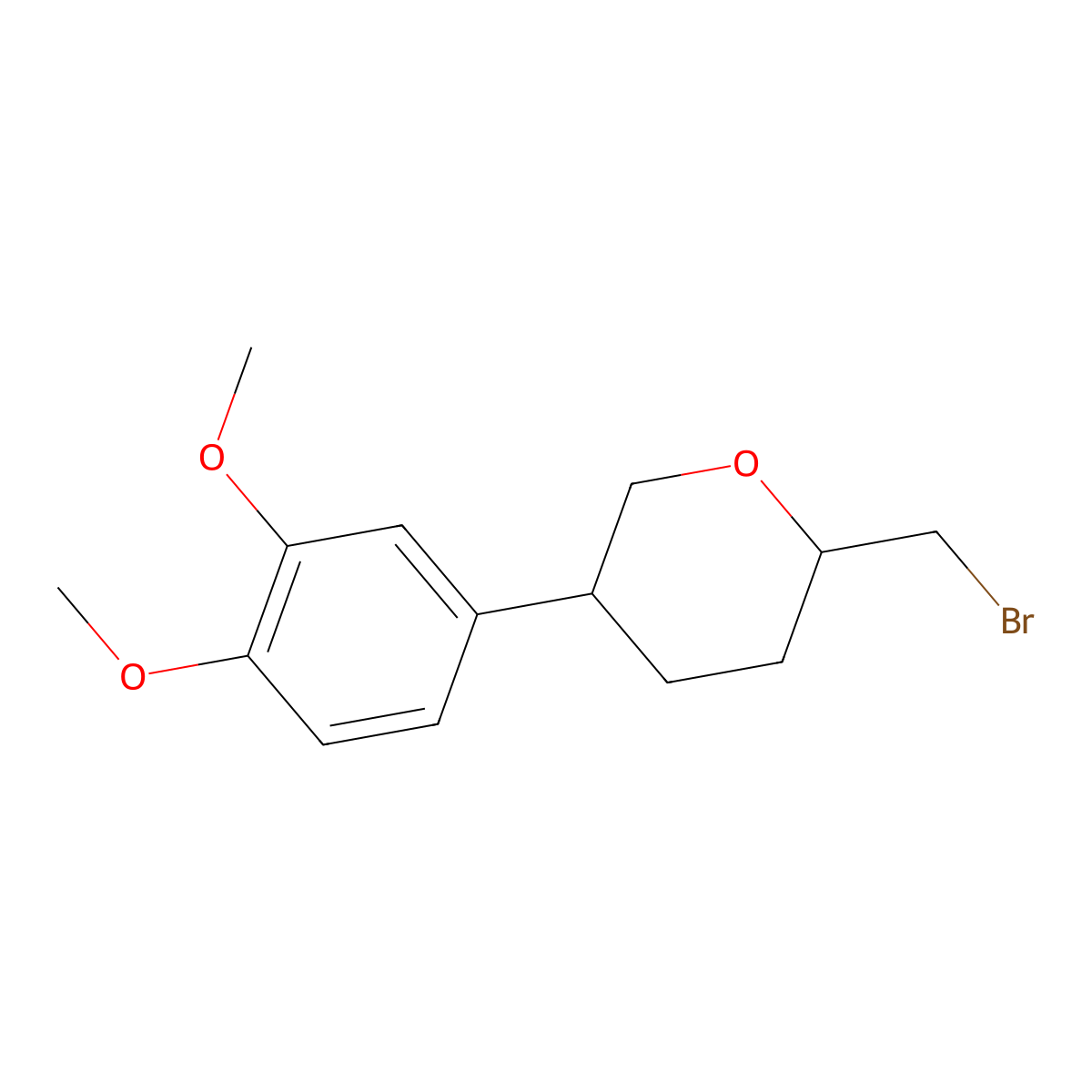 (2S,5R)-2-(Bromomethyl)-5-(3,4-dimethoxyphenyl)oxane molecular structure, CAS 2059917-29-0