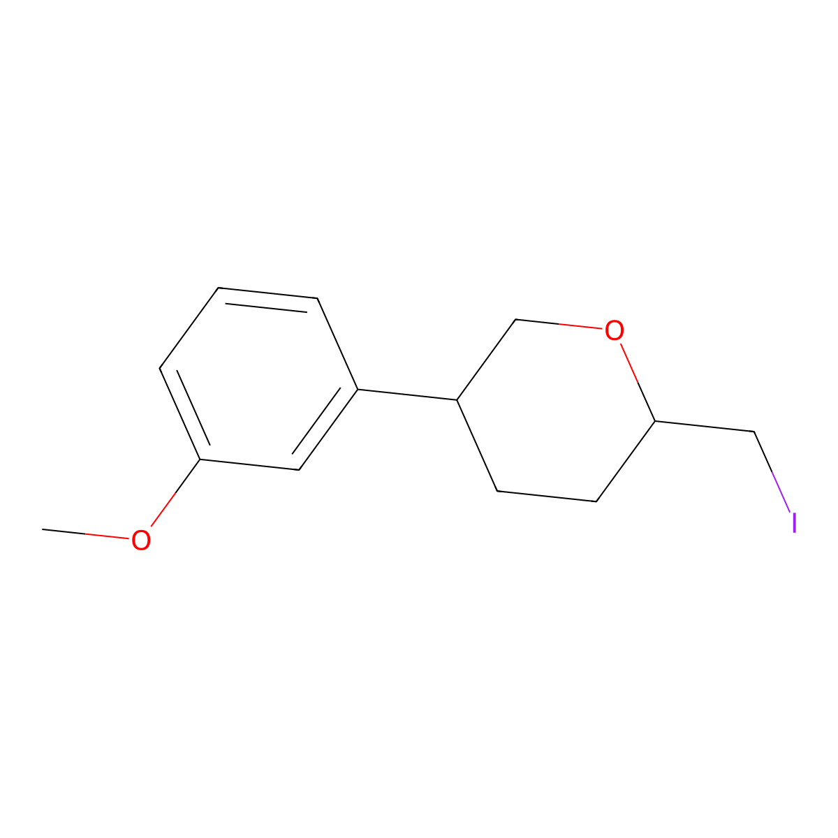 (2S,5R)-2-(Iodomethyl)-5-(3-methoxyphenyl)oxane molecular structure, CAS 2059917-32-5