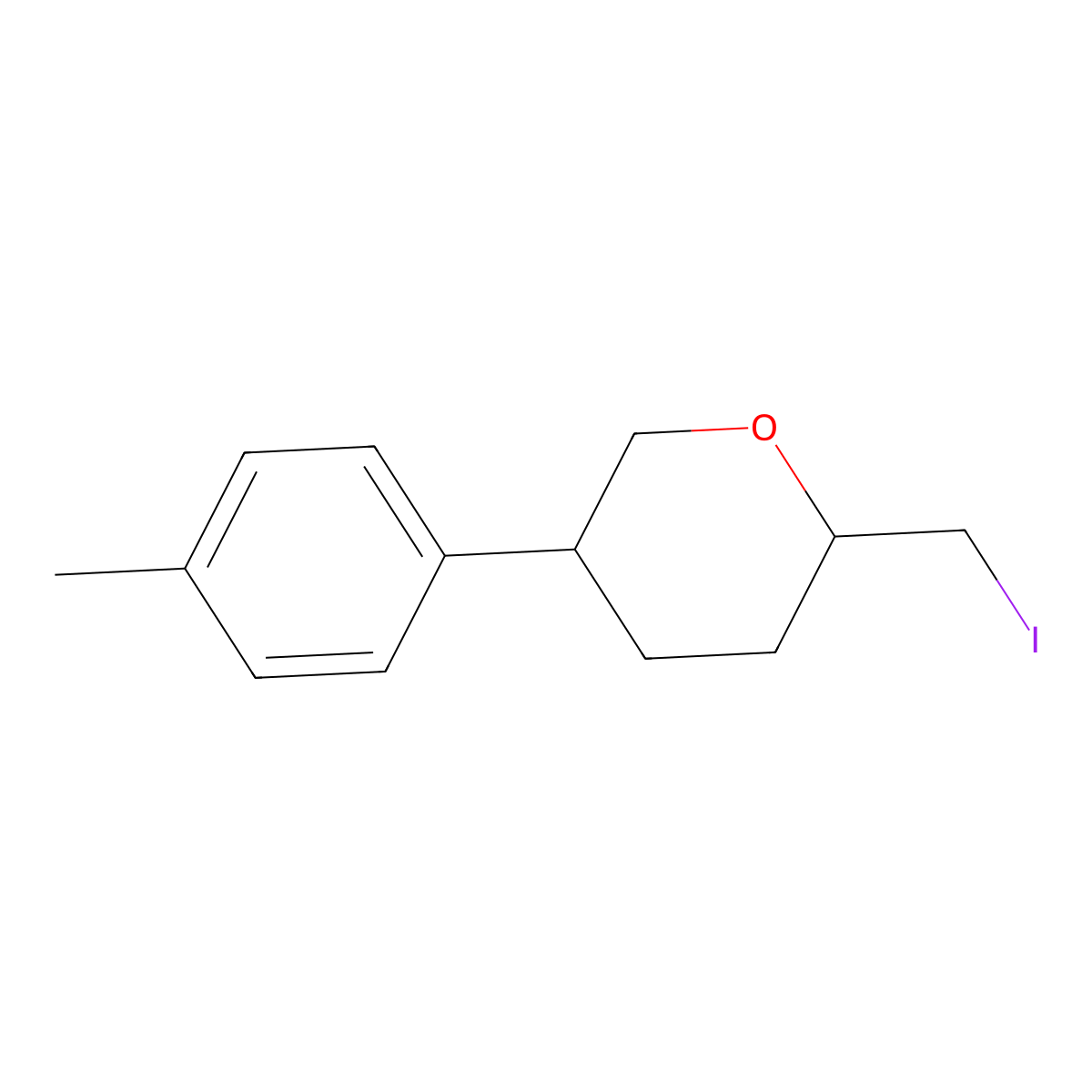 (2S,5R)-2-(Iodomethyl)-5-(4-methylphenyl)oxane molecular structure, CAS 2059917-56-3