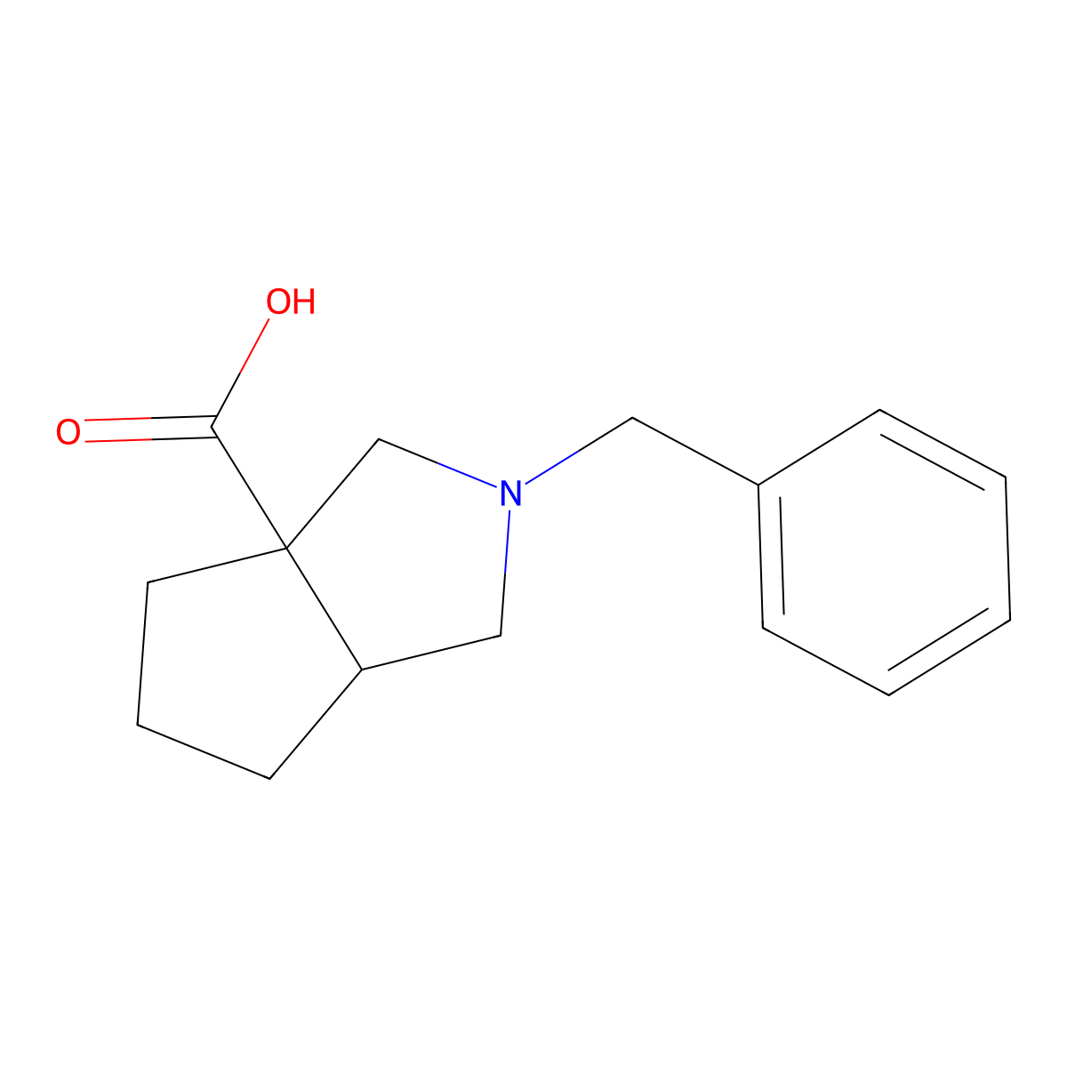 rac-(3aR,6aR)-2-benzyl-octahydrocyclopenta(c)pyrrole-3a-carboxylic acid molecular structure, CAS 2059917-65-4