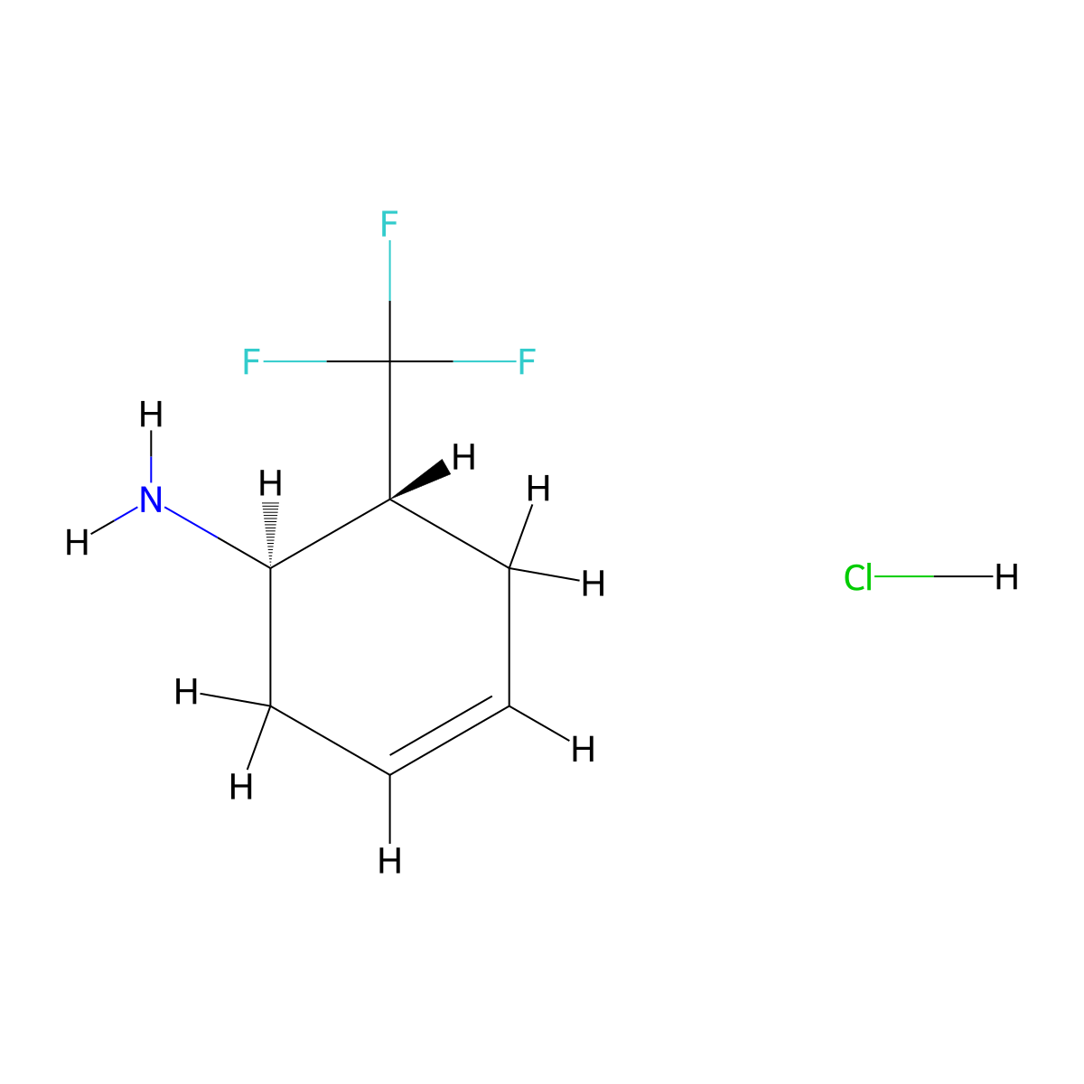 rac-(1R,6R)-6-(trifluoromethyl)cyclohex-3-en-1-amine hydrochloride, trans molecular structure, CAS 2059917-71-2