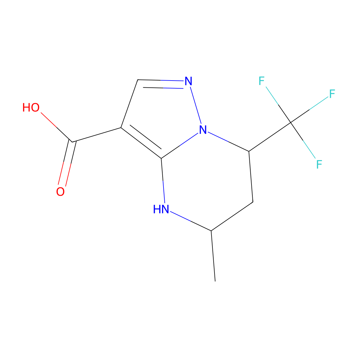 (5R,7R)-5-methyl-7-(trifluoromethyl)-4H,5H,6H,7H-pyrazolo[1,5-a]pyrimidine-3-carboxylic acid molecular structure, CAS 2059917-72-3