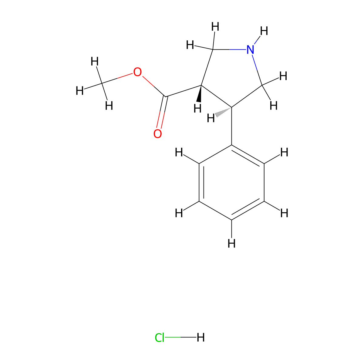 methyl (3S,4R)-4-phenylpyrrolidine-3-carboxylate hydrochloride molecular structure, CAS 2059917-87-0