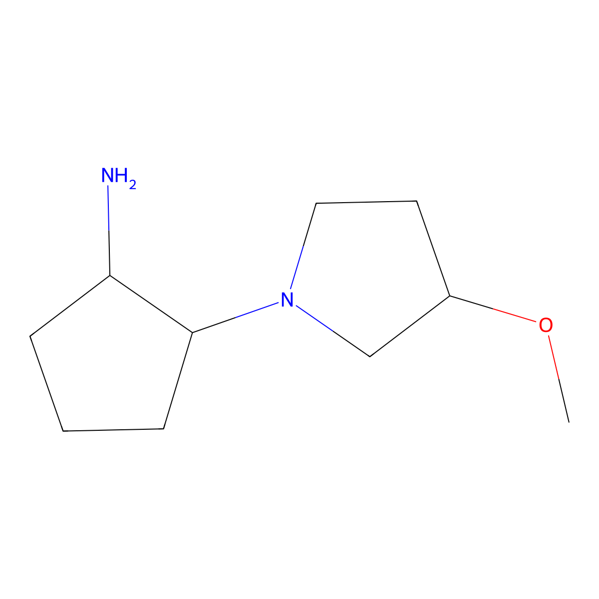 rac-(1R,2S)-2-(3-methoxypyrrolidin-1-yl)cyclopentan-1-amine molecular structure, CAS 2059923-79-2