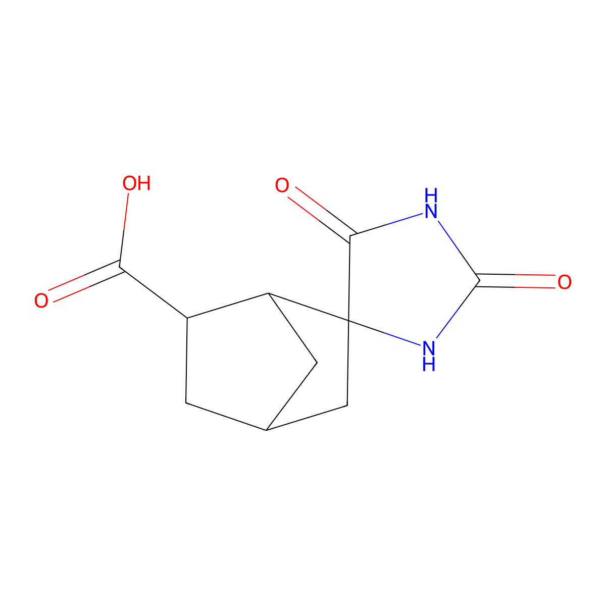 rac-(1R,4R,6R)-2',5'-dioxospiro[bicyclo[2.2.1]heptane-2,4'-imidazolidine]-6-carboxylic acid molecular structure, CAS 2059924-01-3