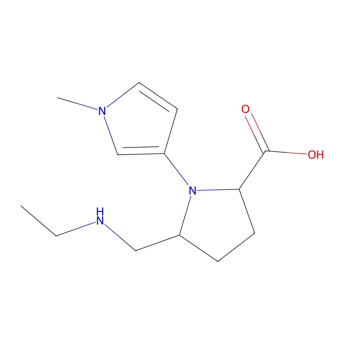 5-[(Ethylamino)methyl]-1-(1-methyl-1H-pyrrol-3-yl)pyrrolidine-2-carboxylic acid molecular structure, CAS 2059926-64-4