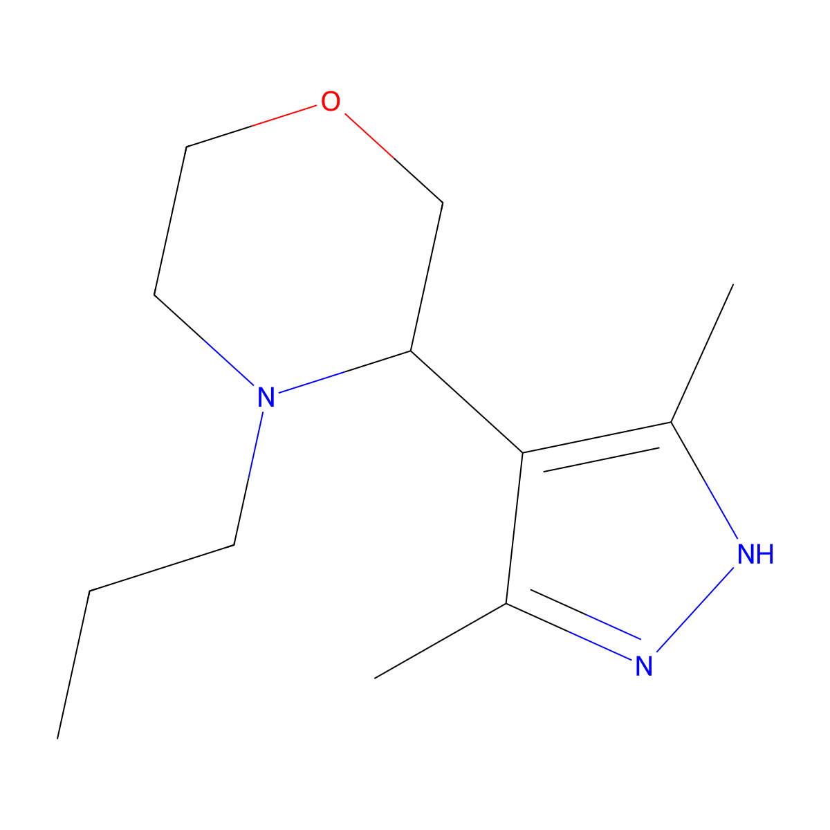 3-(3,5-Dimethyl-1H-pyrazol-4-yl)-4-propylmorpholine molecular structure, CAS 2059926-71-3