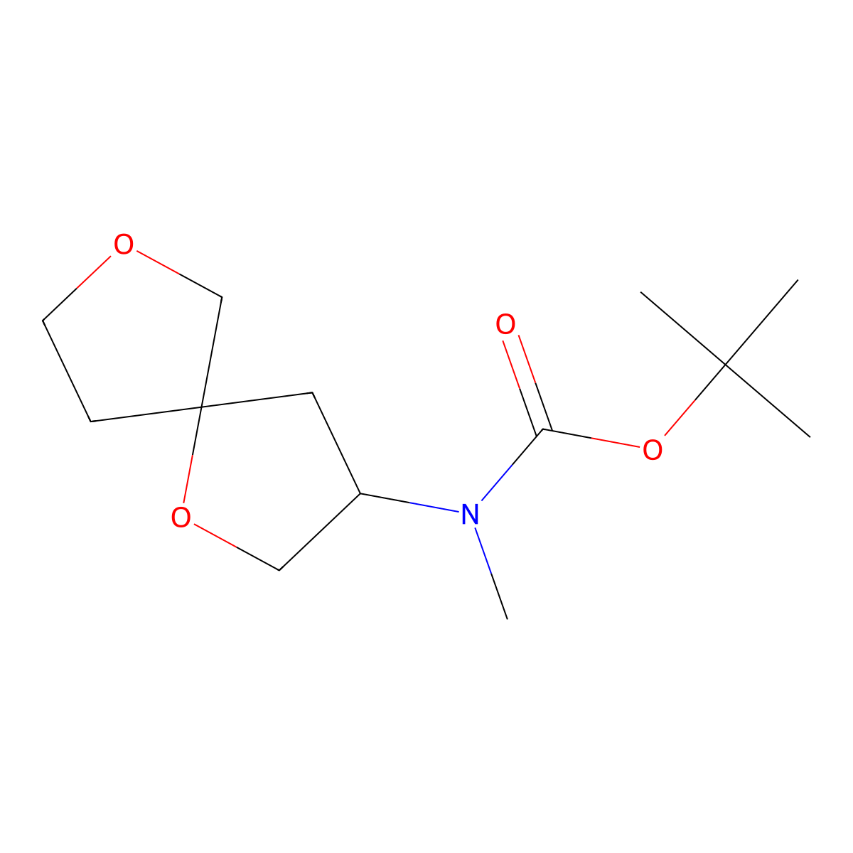 tert-Butyl N-{1,7-dioxaspiro[4.4]nonan-3-yl}-N-methylcarbamate molecular structure, CAS 2059926-72-4