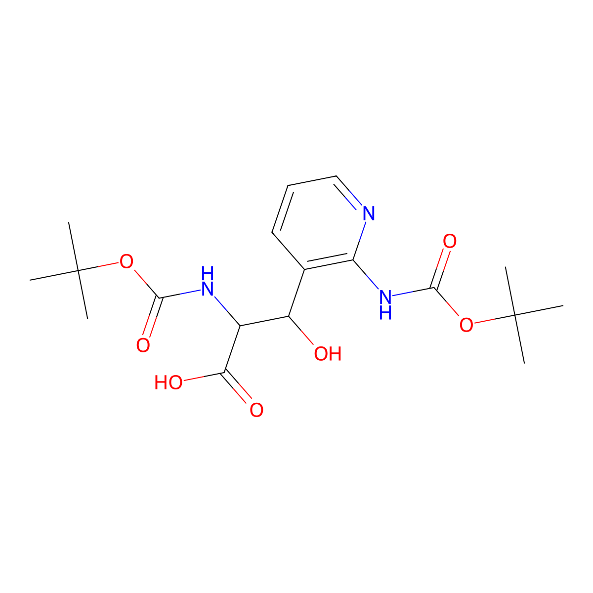 2-{[(Tert-butoxy)carbonyl]amino}-3-(2-{[(tert-butoxy)carbonyl]amino}pyridin-3-yl)-3-hydroxypropanoic acid molecular structure, CAS 2059926-84-8