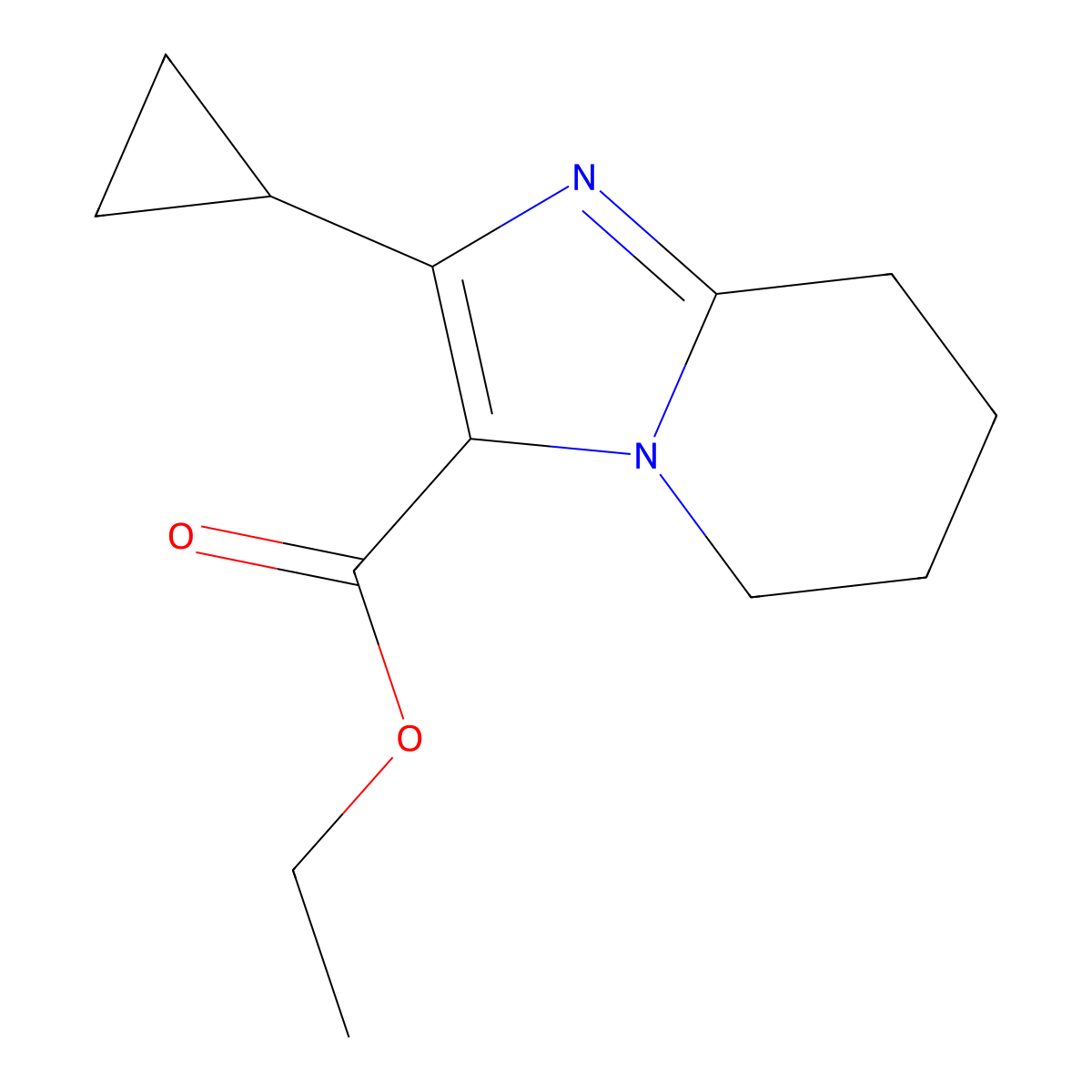 Ethyl 2-cyclopropyl-5H,6H,7H,8H-imidazo[1,2-a]pyridine-3-carboxylate molecular structure, CAS 2059926-90-6