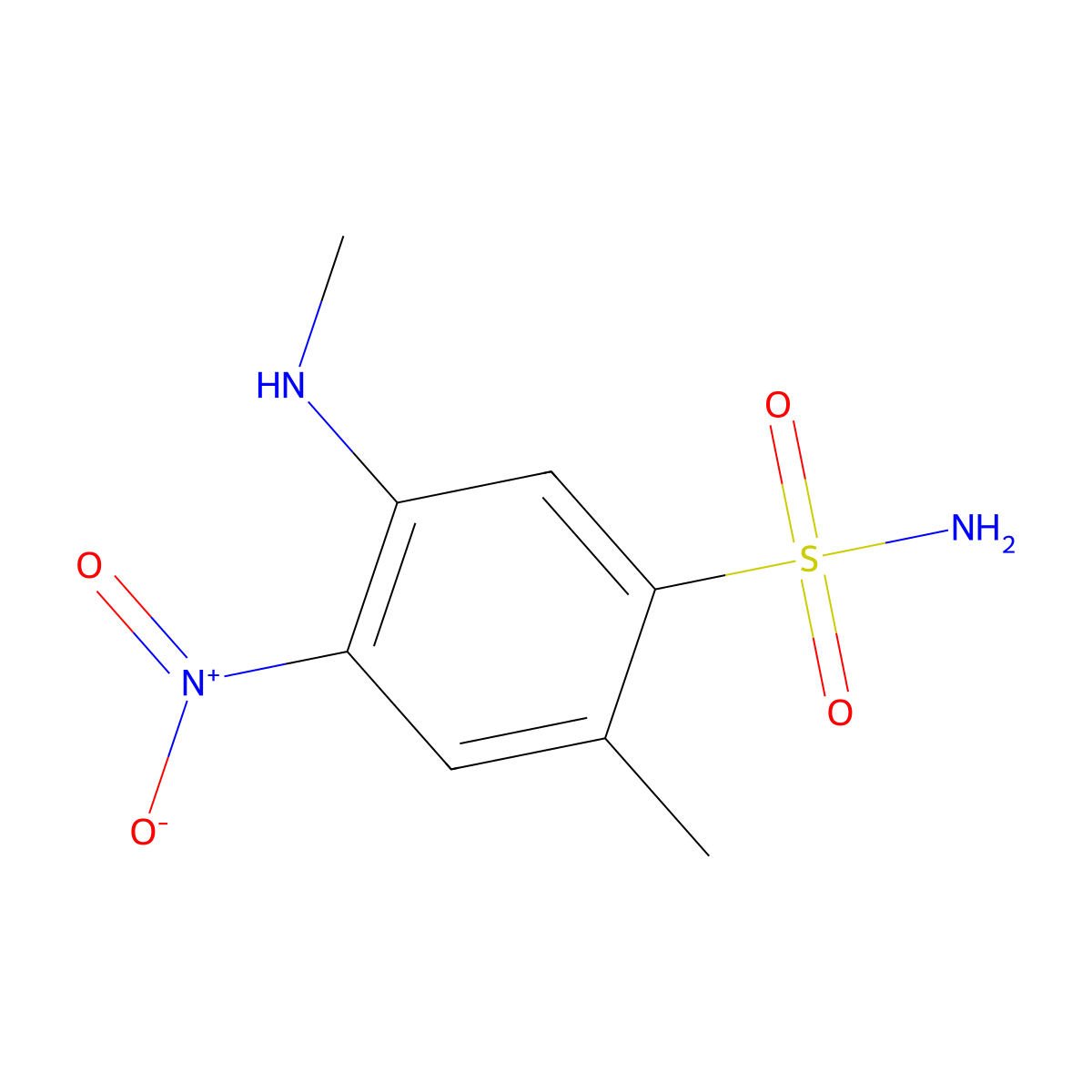 2-Methyl-5-(methylamino)-4-nitrobenzene-1-sulfonamide molecular structure, CAS 2059926-99-5