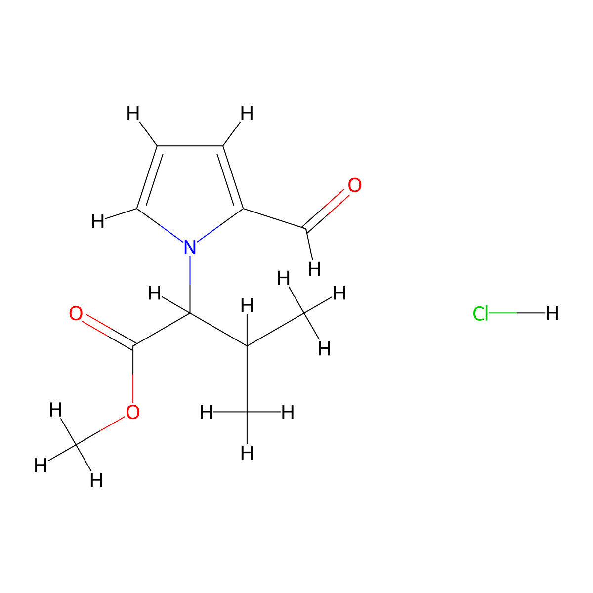 Methyl 2-(2-formyl-1H-pyrrol-1-yl)-3-methylbutanoate hydrochloride molecular structure, CAS 2059927-02-3