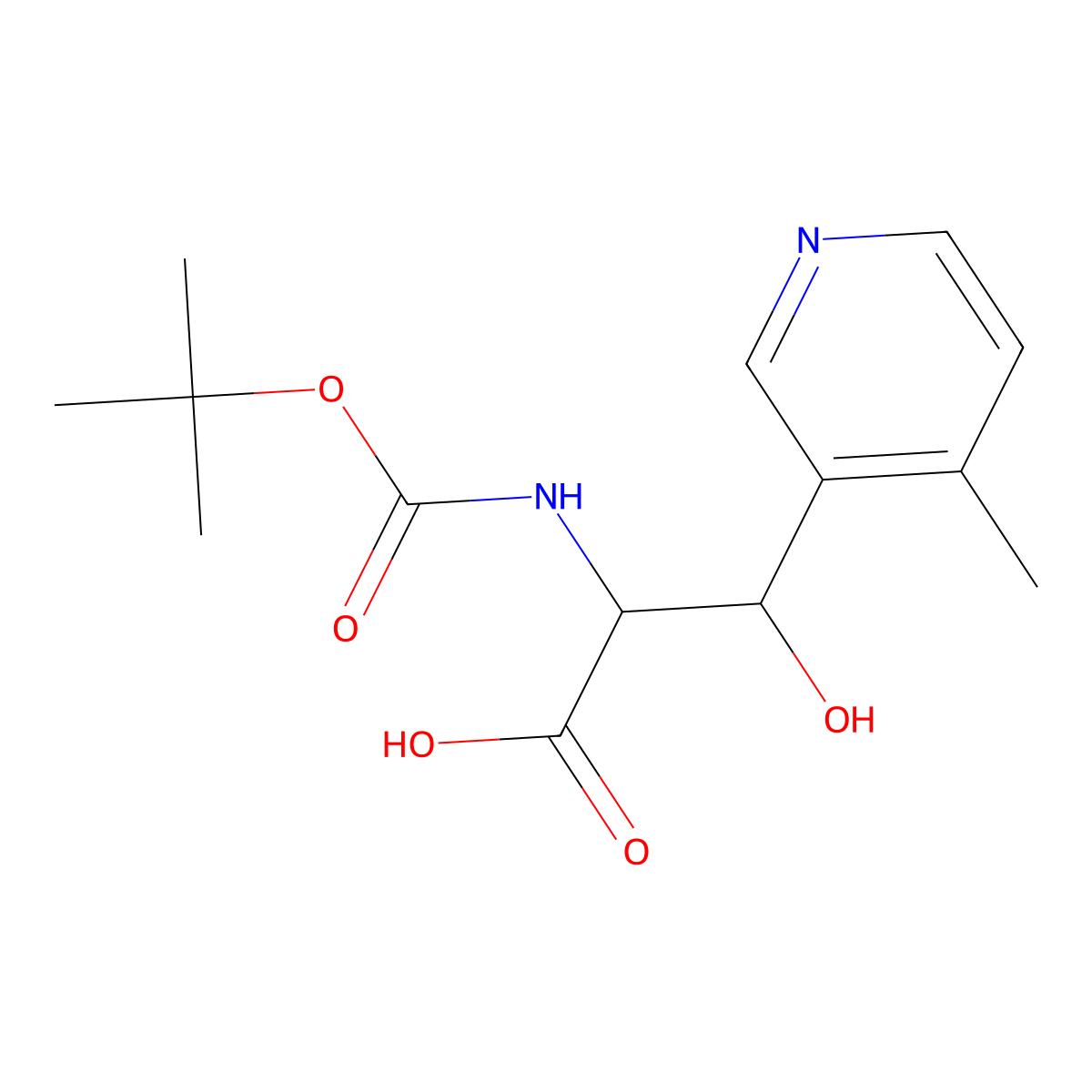 2-{[(Tert-butoxy)carbonyl]amino}-3-hydroxy-3-(4-methylpyridin-3-yl)propanoic acid molecular structure, CAS 2059927-10-3