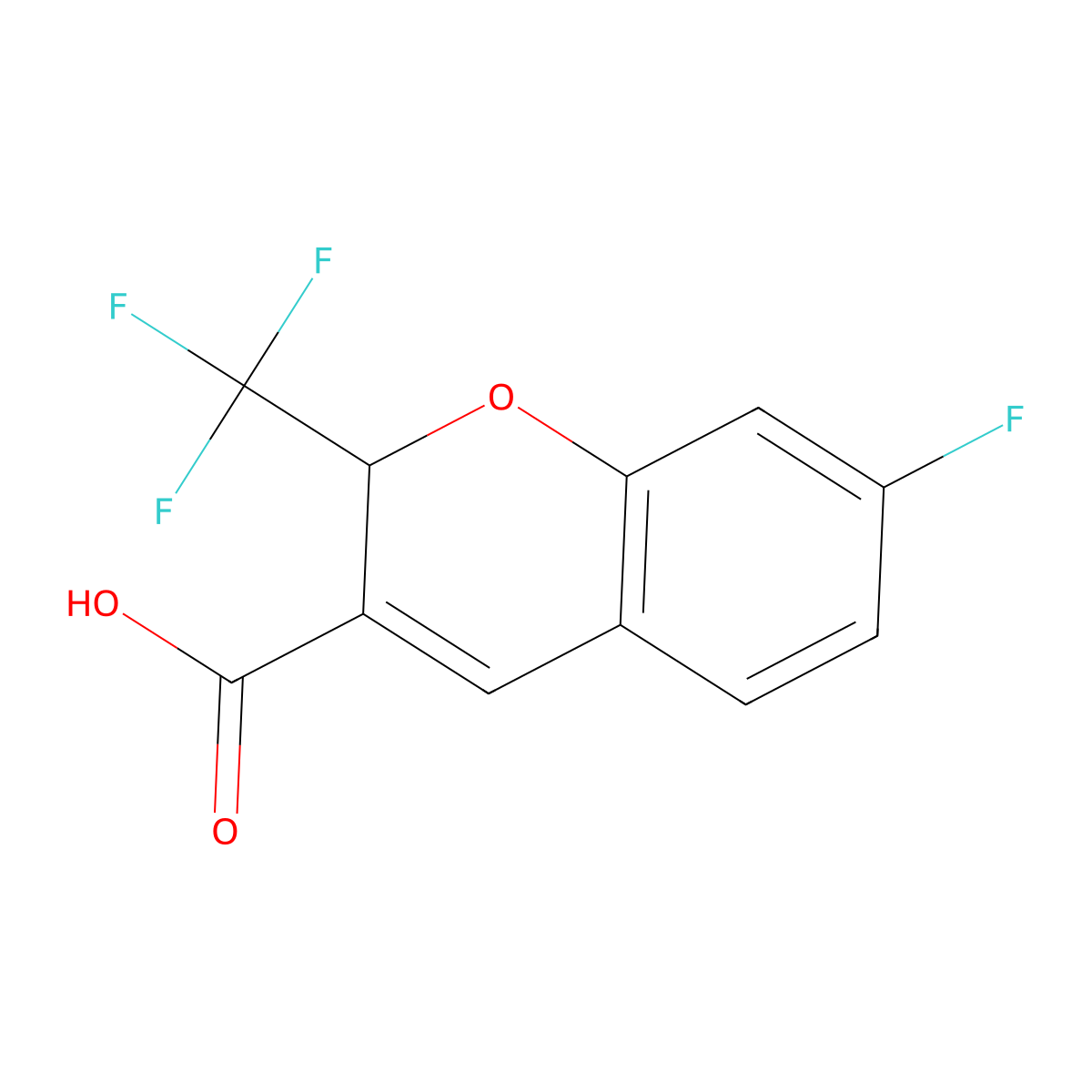 7-Fluoro-2-(trifluoromethyl)-2H-chromene-3-carboxylic acid molecular structure, CAS 2059927-11-4