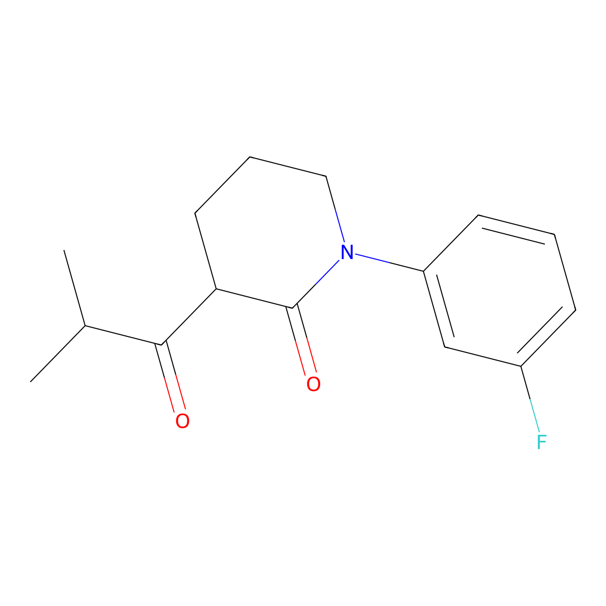 1-(3-Fluorophenyl)-3-(2-methylpropanoyl)piperidin-2-one molecular structure, CAS 2059927-15-8
