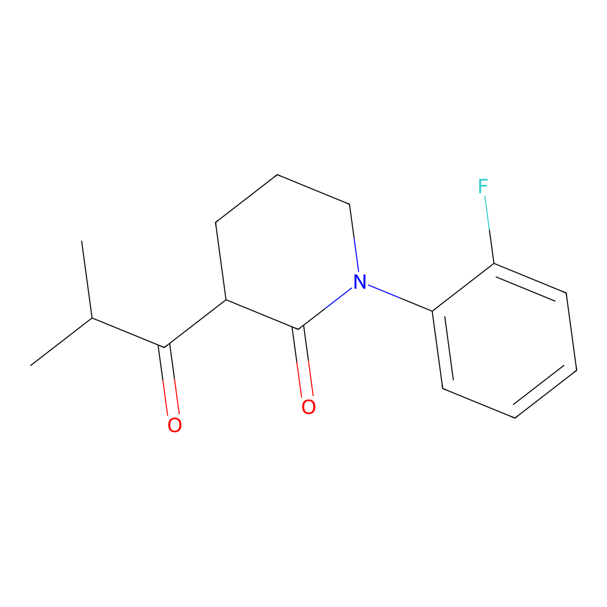 1-(2-Fluorophenyl)-3-(2-methylpropanoyl)piperidin-2-one molecular structure, CAS 2059927-17-0