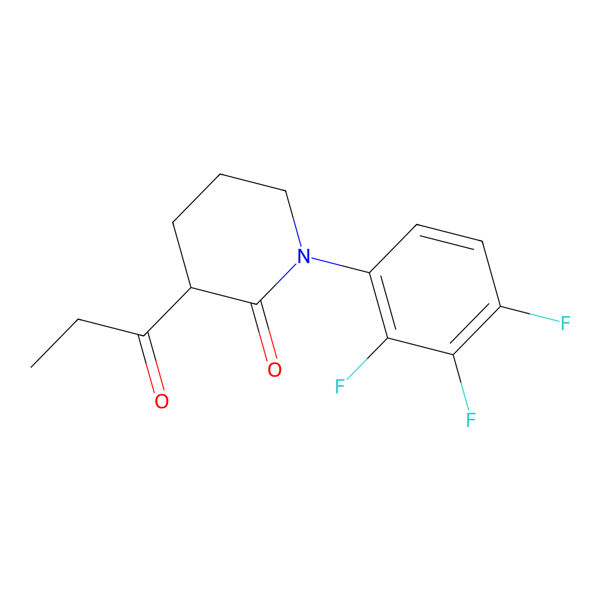 3-Propanoyl-1-(2,3,4-trifluorophenyl)piperidin-2-one molecular structure, CAS 2059927-24-9