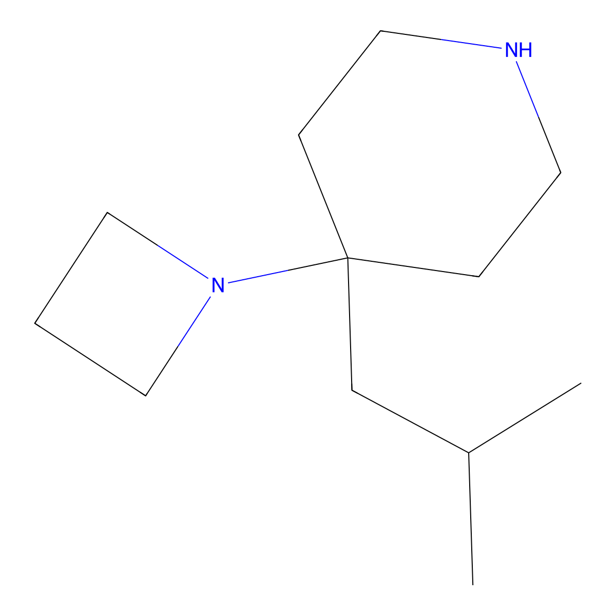4-(Azetidin-1-yl)-4-(2-methylpropyl)piperidine molecular structure, CAS 2059927-26-1