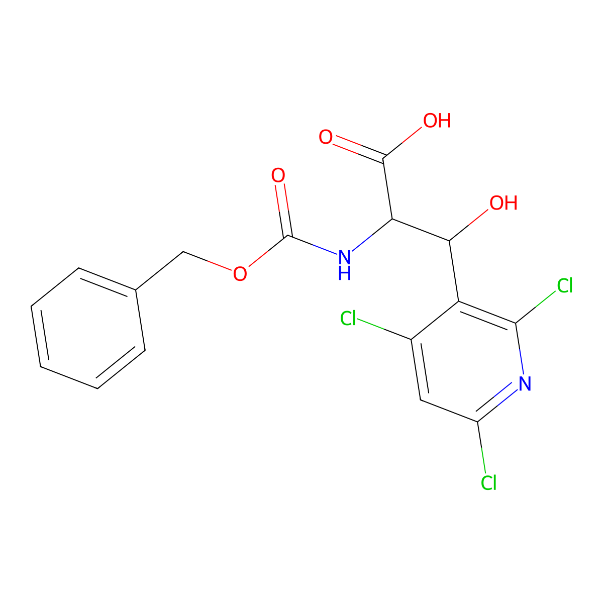 2-{[(Benzyloxy)carbonyl]amino}-3-hydroxy-3-(2,4,6-trichloropyridin-3-yl)propanoic acid molecular structure, CAS 2059927-30-7