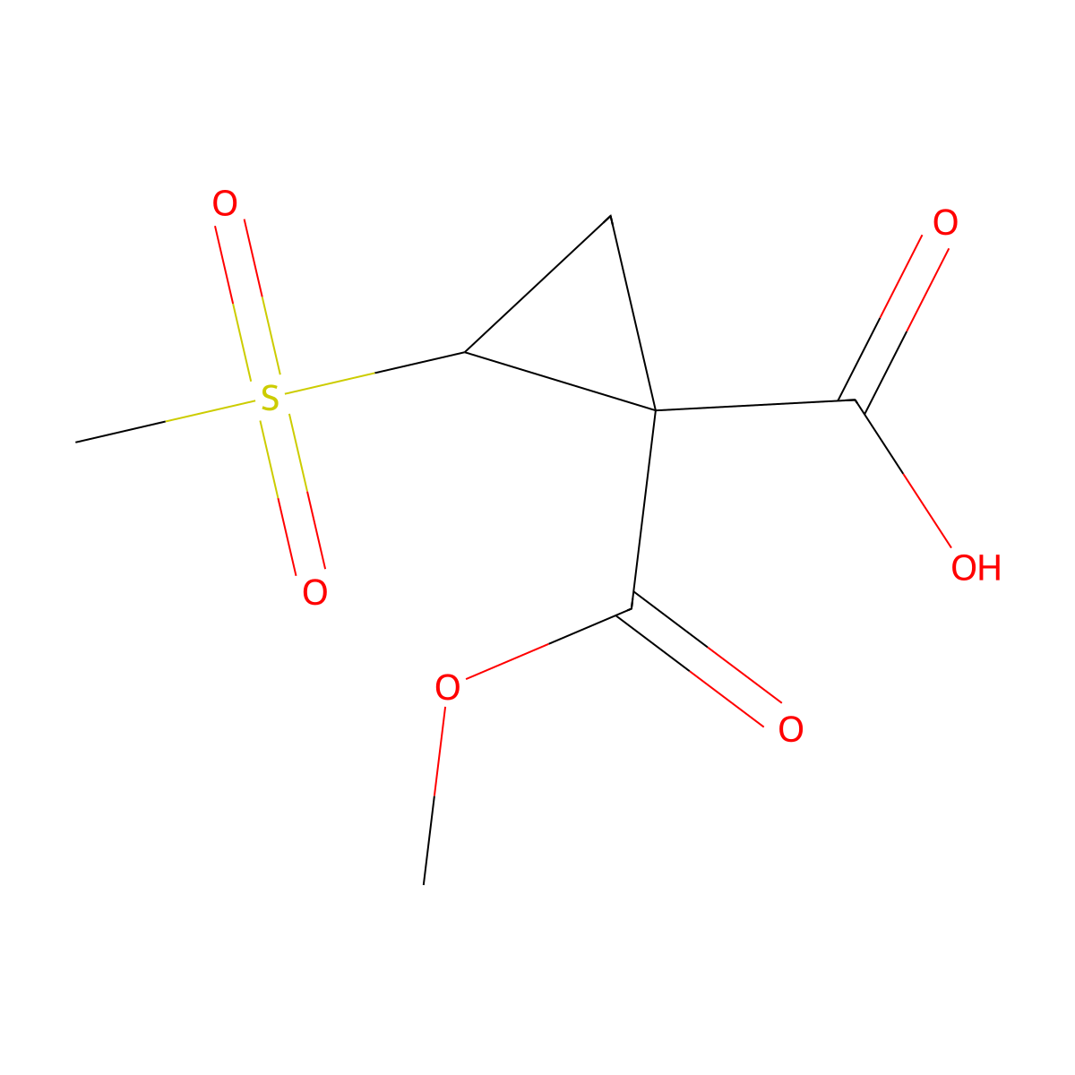 2-Methanesulfonyl-1-(methoxycarbonyl)cyclopropane-1-carboxylic acid molecular structure, CAS 2059927-37-4