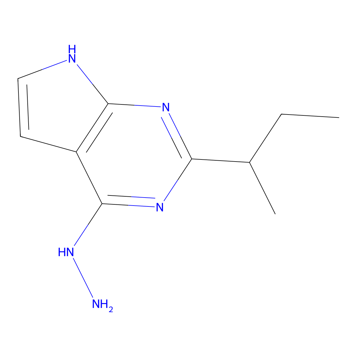 2-(Butan-2-yl)-4-hydrazinyl-7H-pyrrolo[2,3-d]pyrimidine molecular structure, CAS 2059927-51-2