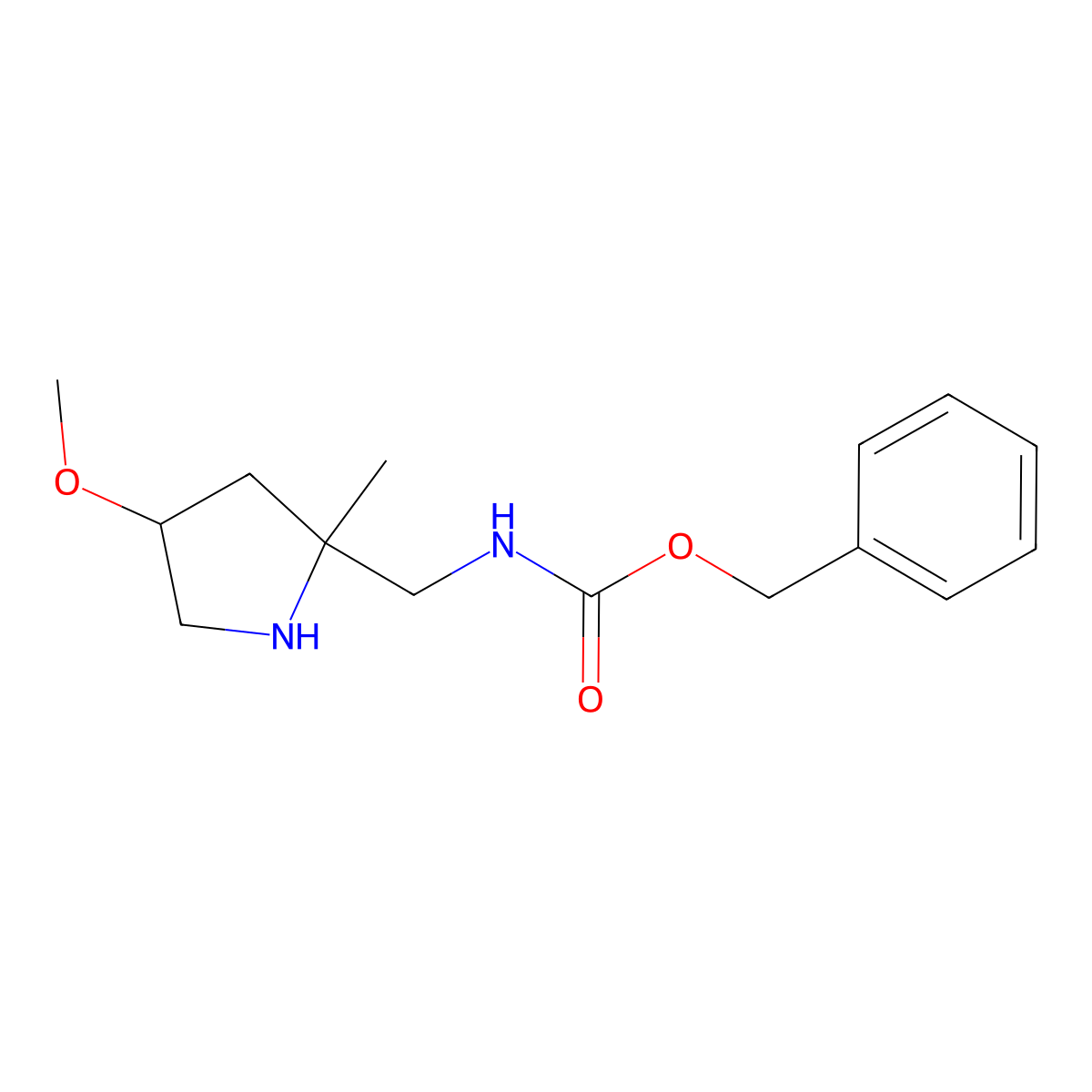 Benzyl N-[(4-methoxy-2-methylpyrrolidin-2-yl)methyl]carbamate molecular structure, CAS 2059927-65-8