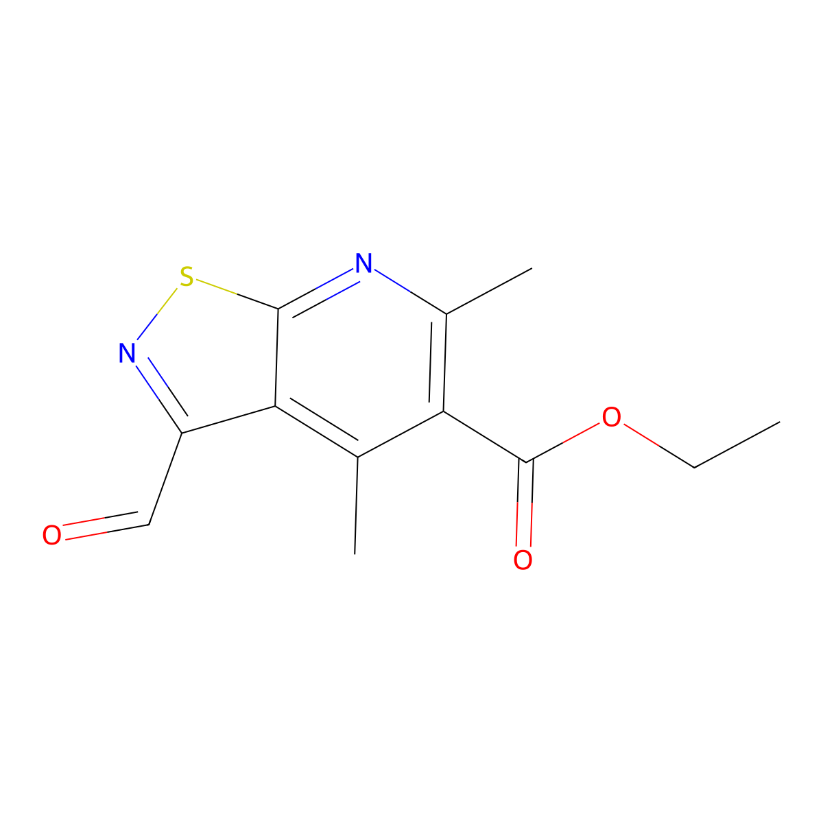 Ethyl 3-formyl-4,6-dimethyl-[1,2]thiazolo[5,4-b]pyridine-5-carboxylate molecular structure, CAS 2059927-66-9