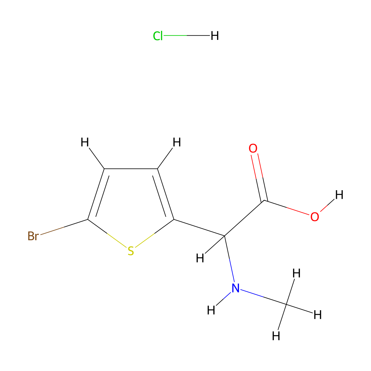 2-(5-Bromothiophen-2-yl)-2-(methylamino)acetic acid hydrochloride molecular structure, CAS 2059927-68-1