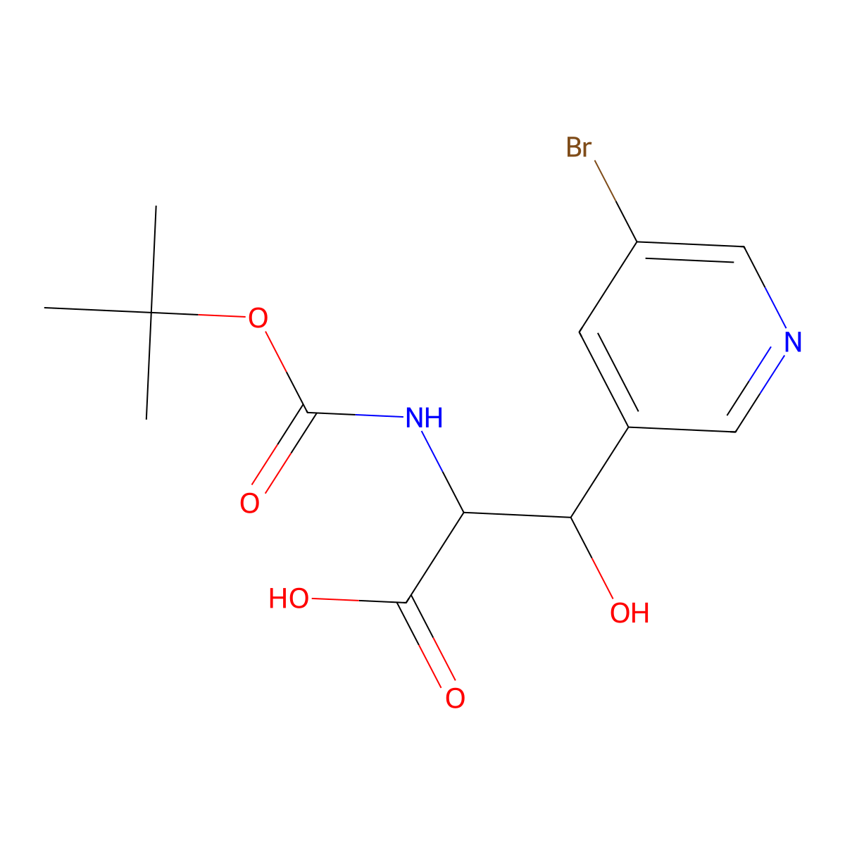 3-(5-Bromopyridin-3-yl)-2-{[(tert-butoxy)carbonyl]amino}-3-hydroxypropanoic acid molecular structure, CAS 2059927-76-1