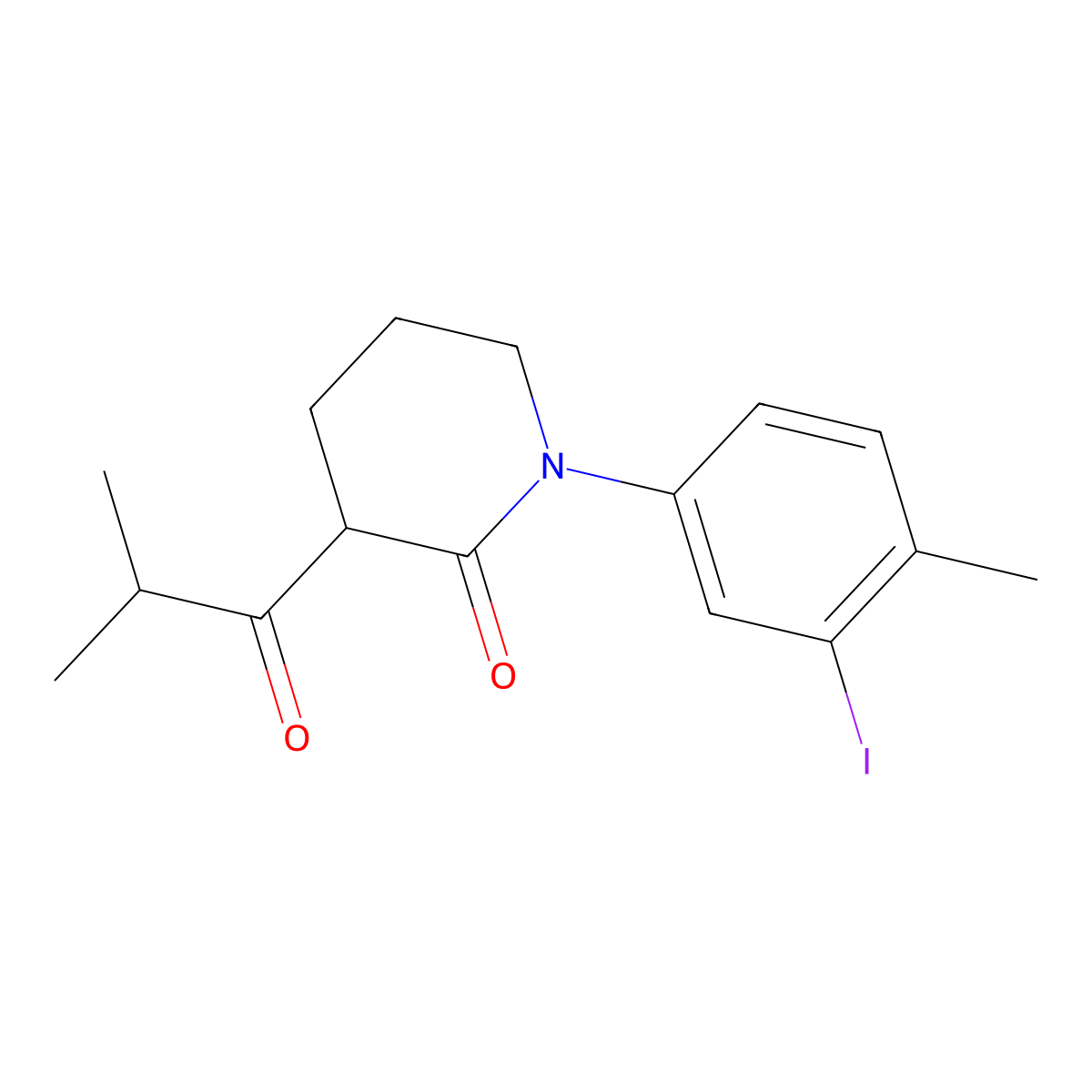 1-(3-Iodo-4-methylphenyl)-3-(2-methylpropanoyl)piperidin-2-one molecular structure, CAS 2059927-77-2