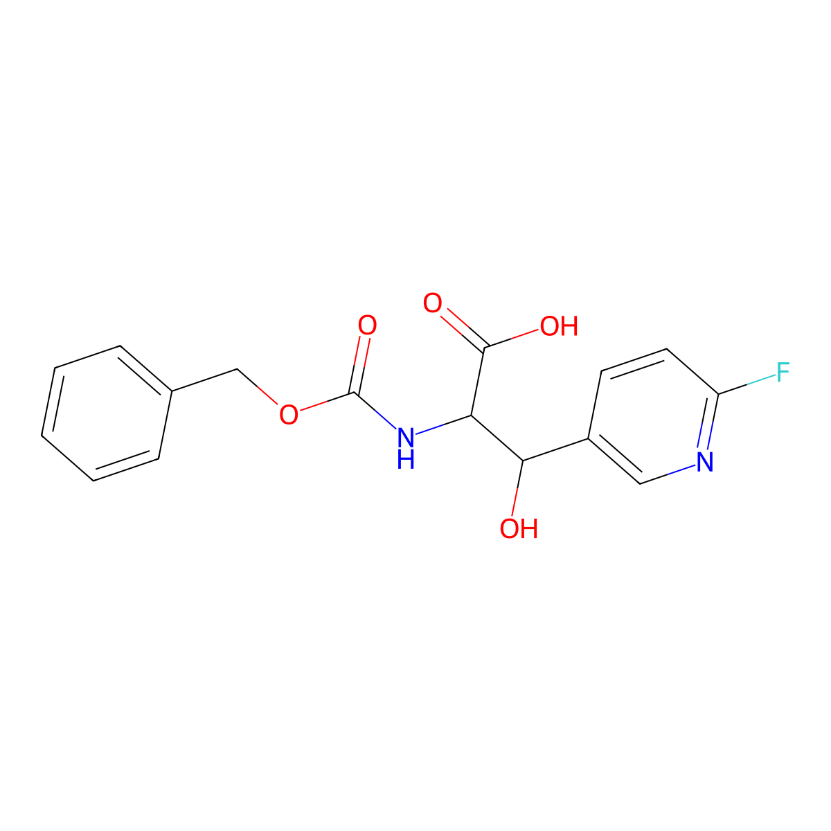 2-{[(Benzyloxy)carbonyl]amino}-3-(6-fluoropyridin-3-yl)-3-hydroxypropanoic acid molecular structure, CAS 2059927-84-1