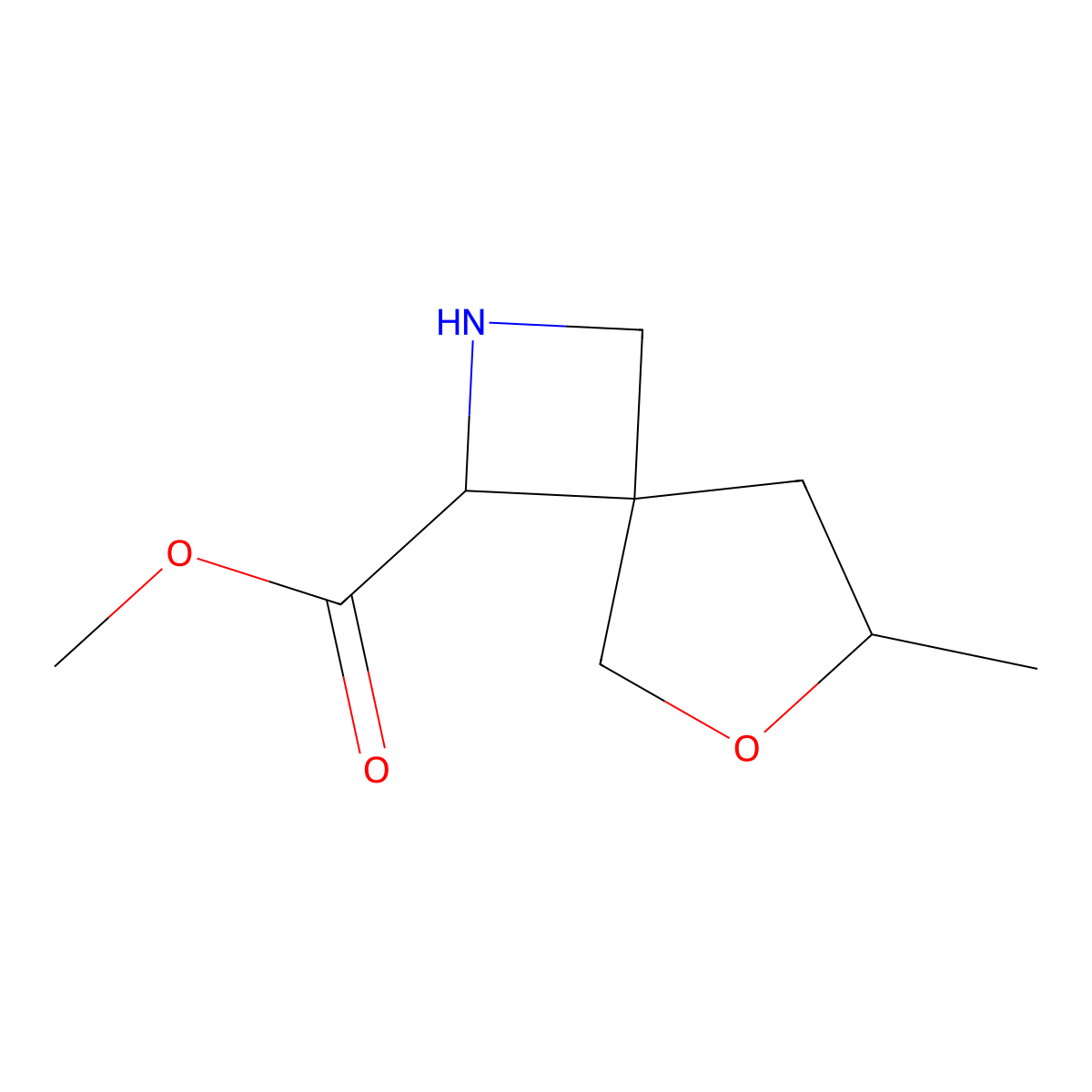 Methyl 7-methyl-6-oxa-2-azaspiro[3.4]octane-1-carboxylate molecular structure, CAS 2059927-92-1