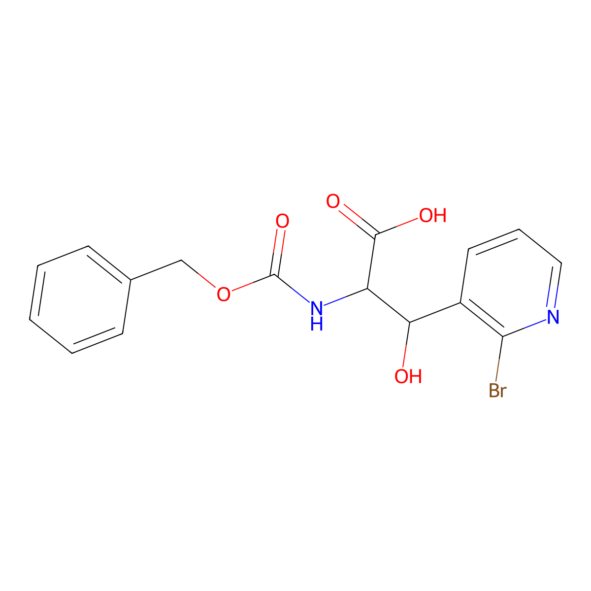 2-{[(Benzyloxy)carbonyl]amino}-3-(2-bromopyridin-3-yl)-3-hydroxypropanoic acid molecular structure, CAS 2059927-94-3