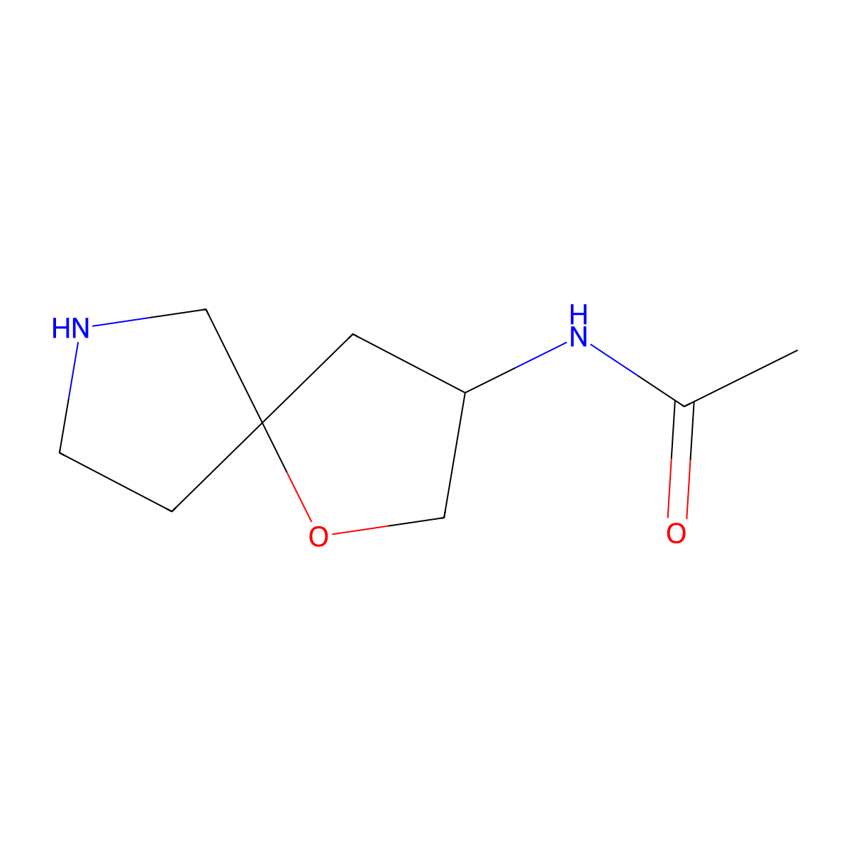 N-{1-oxa-7-azaspiro[4.4]nonan-3-yl}acetamide molecular structure, CAS 2059927-99-8