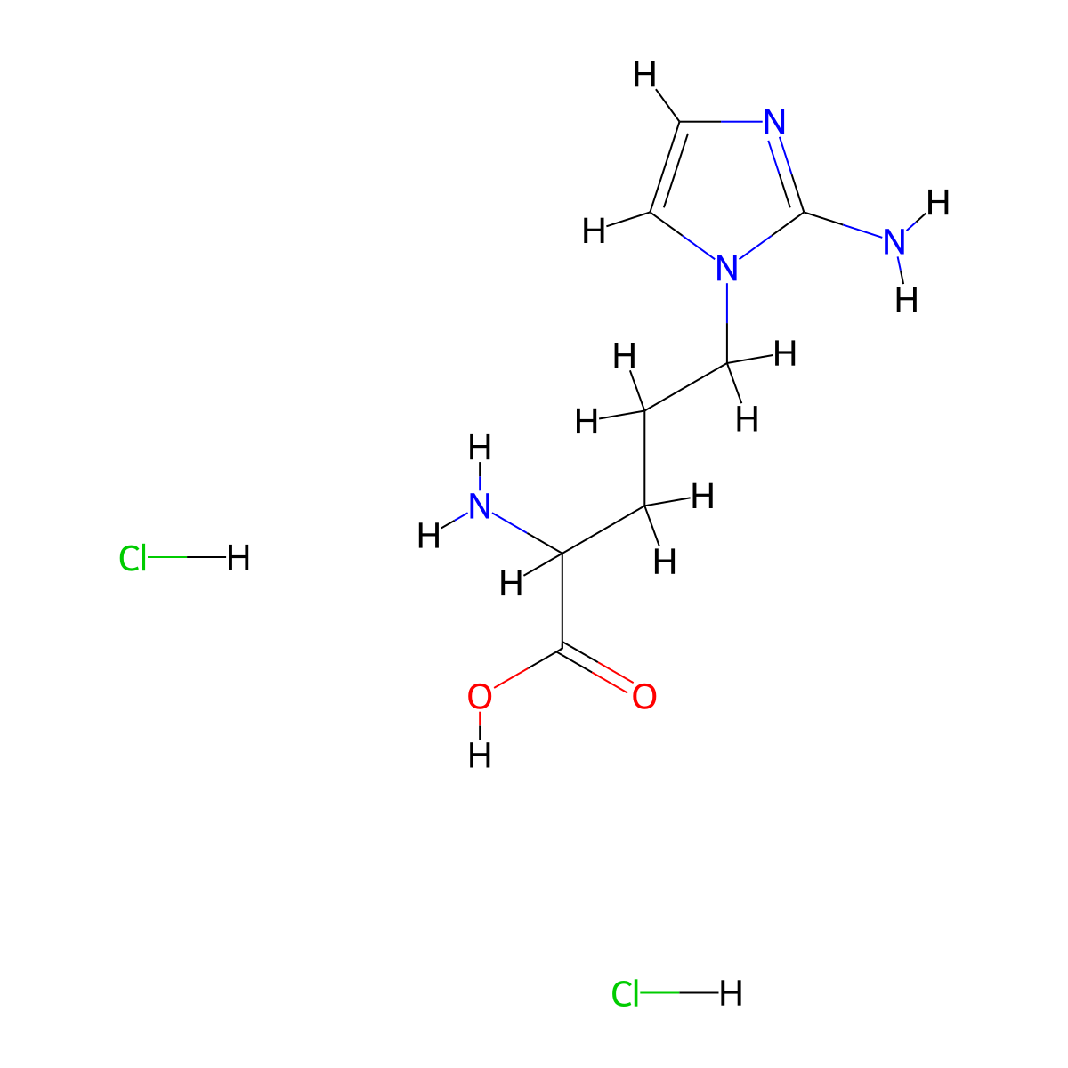 2-Amino-5-(2-amino-1H-imidazol-1-yl)pentanoic acid dihydrochloride molecular structure, CAS 2059928-04-8