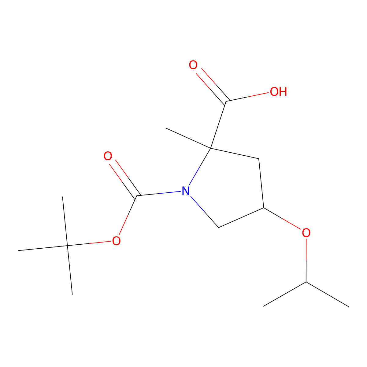 1-[(tert-Butoxy)carbonyl]-2-methyl-4-(propan-2-yloxy)pyrrolidine-2-carboxylic acid molecular structure, CAS 2059931-62-1