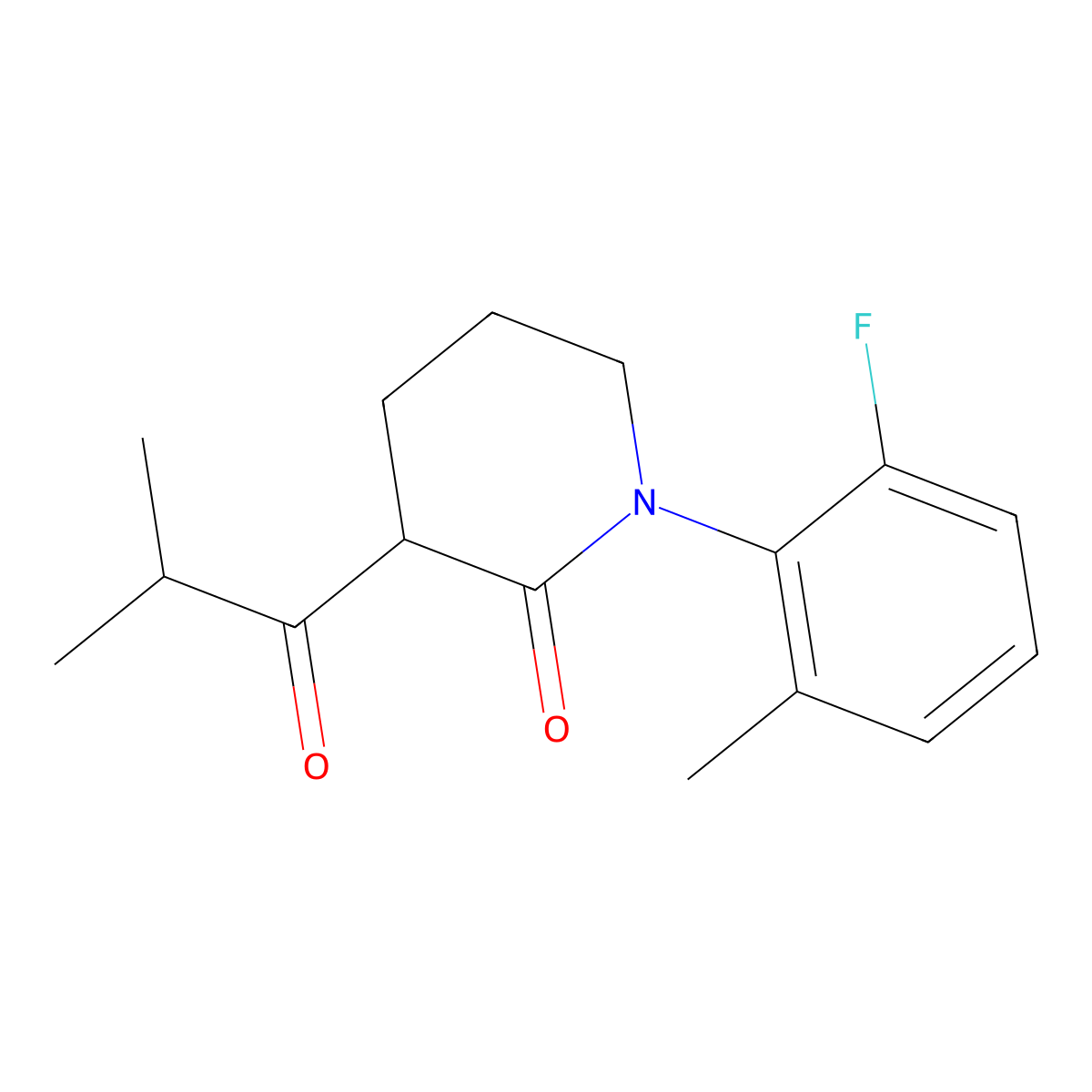 1-(2-Fluoro-6-methylphenyl)-3-(2-methylpropanoyl)piperidin-2-one molecular structure, CAS 2059931-64-3