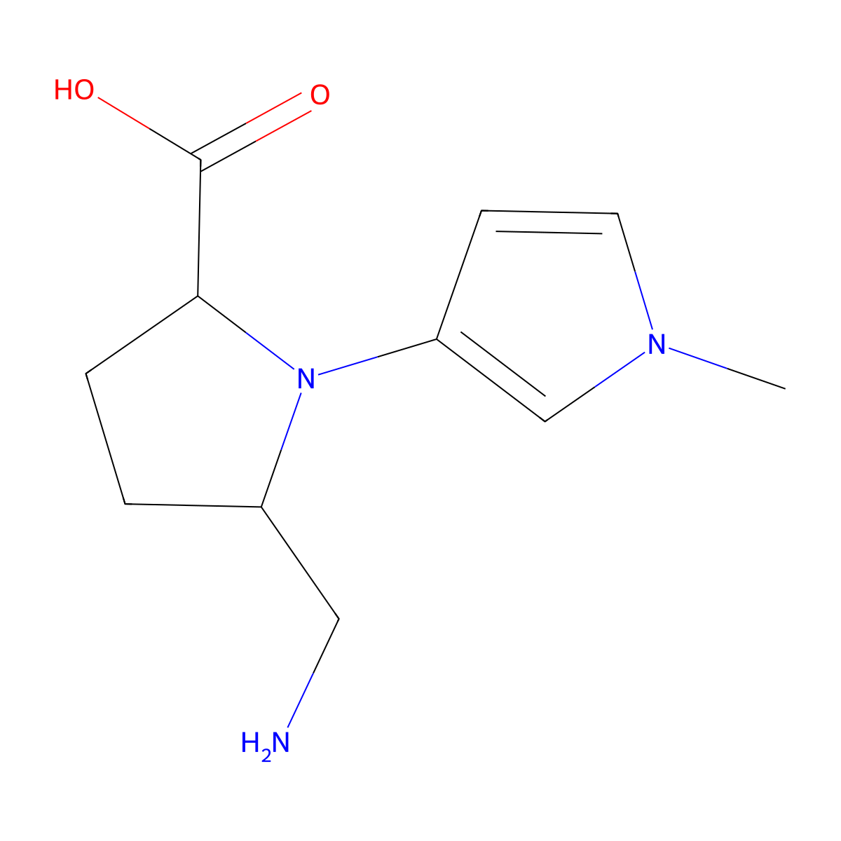 5-(Aminomethyl)-1-(1-methyl-1H-pyrrol-3-yl)pyrrolidine-2-carboxylic acid molecular structure, CAS 2059931-68-7