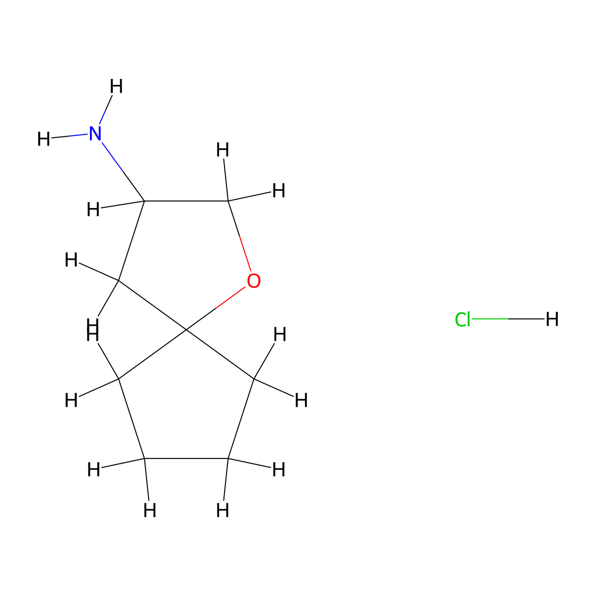 1-Oxaspiro(4.4)nonan-3-amine hydrochloride molecular structure, CAS 2059931-73-4