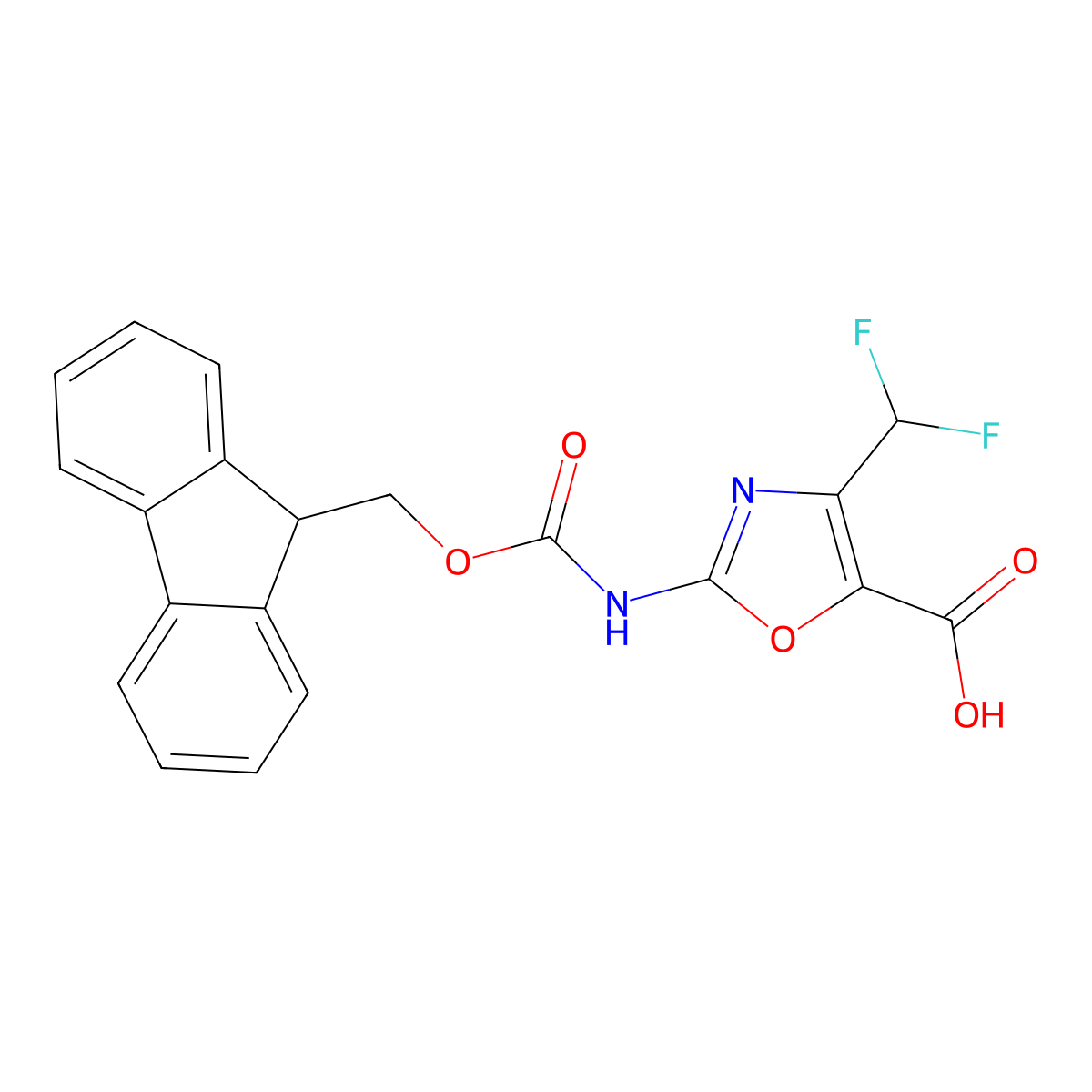 4-(Difluoromethyl)-2-({[(9H-fluoren-9-yl)methoxy]carbonyl}amino)-1,3-oxazole-5-carboxylic acid molecular structure, CAS 2059931-80-3