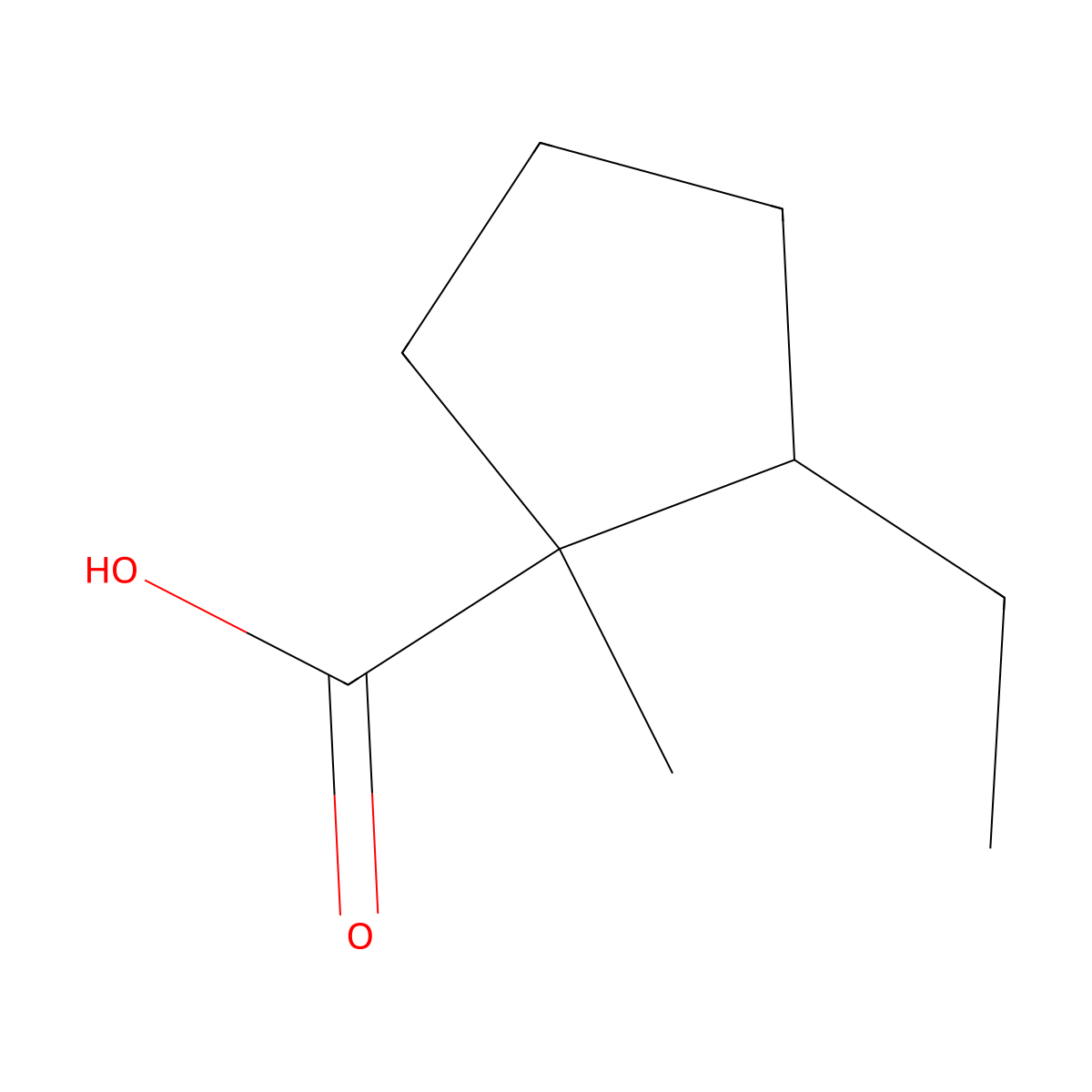 2-Ethyl-1-methylcyclopentane-1-carboxylic acid molecular structure, CAS 2059931-86-9