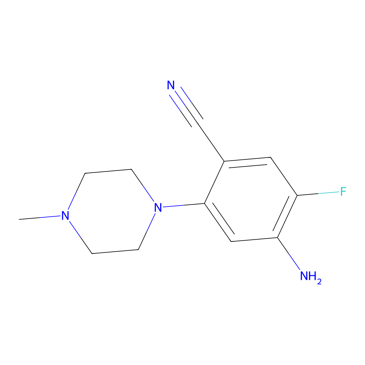 4-Amino-5-fluoro-2-(4-methylpiperazin-1-yl)benzonitrile molecular structure, CAS 2059931-88-1