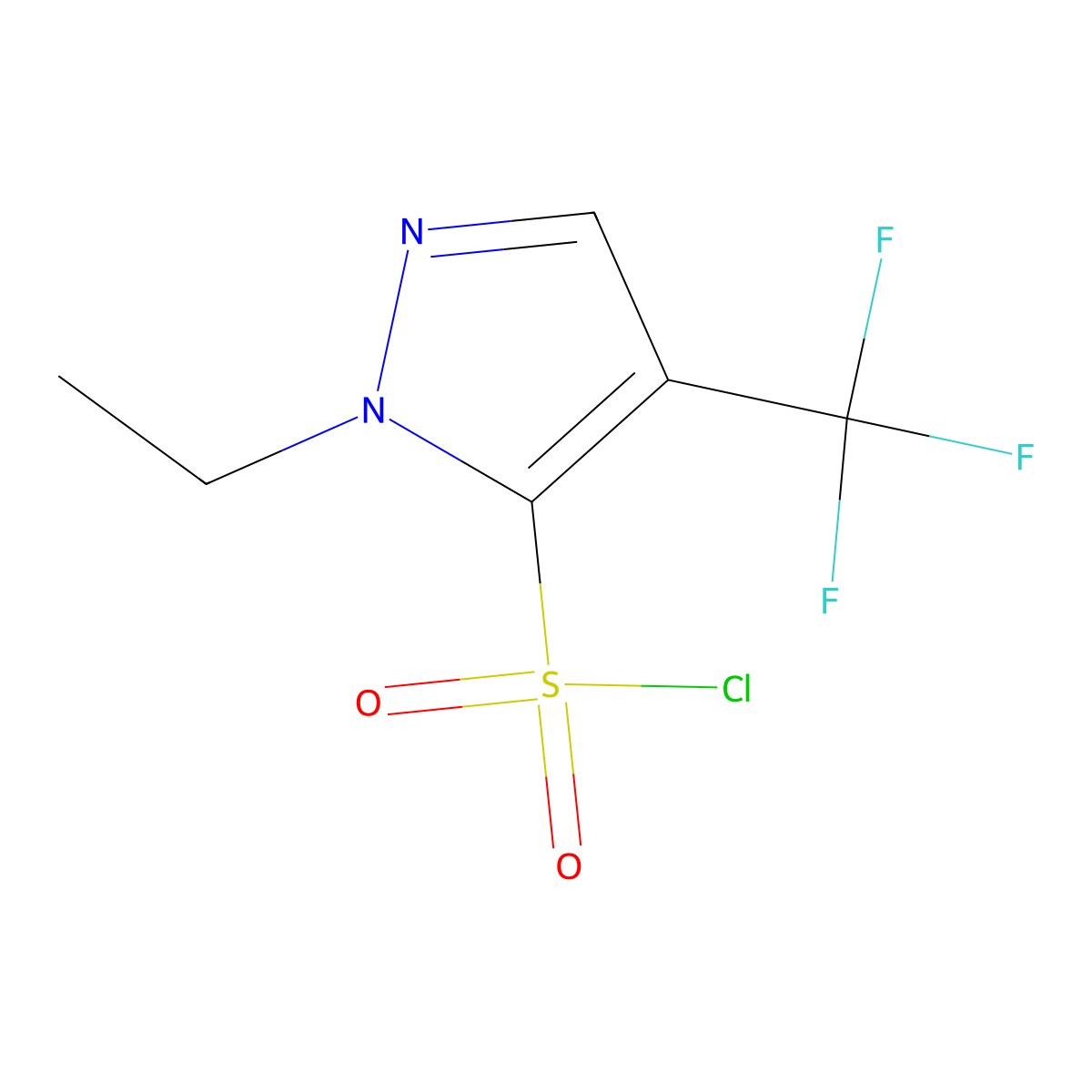 1-Ethyl-4-(trifluoromethyl)-1H-pyrazole-5-sulfonyl chloride molecular structure, CAS 2059931-89-2