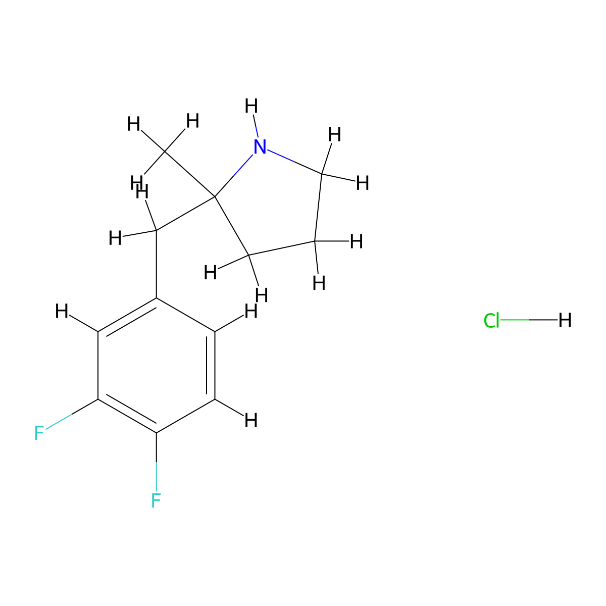 2-[(3,4-Difluorophenyl)methyl]-2-methylpyrrolidine hydrochloride molecular structure, CAS 2059931-95-0
