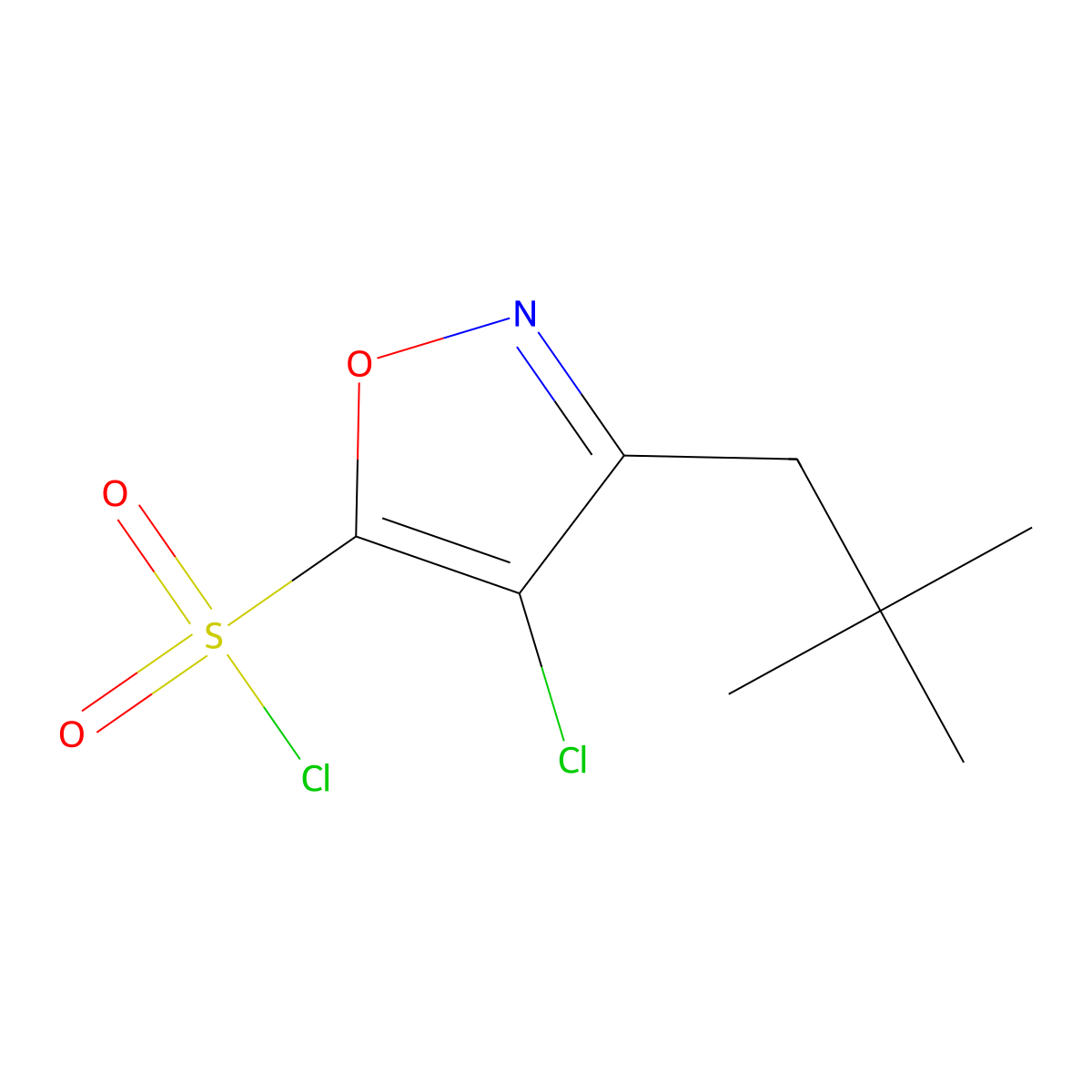 4-Chloro-3-(2,2-dimethylpropyl)-1,2-oxazole-5-sulfonyl chloride molecular structure, CAS 2059932-08-8
