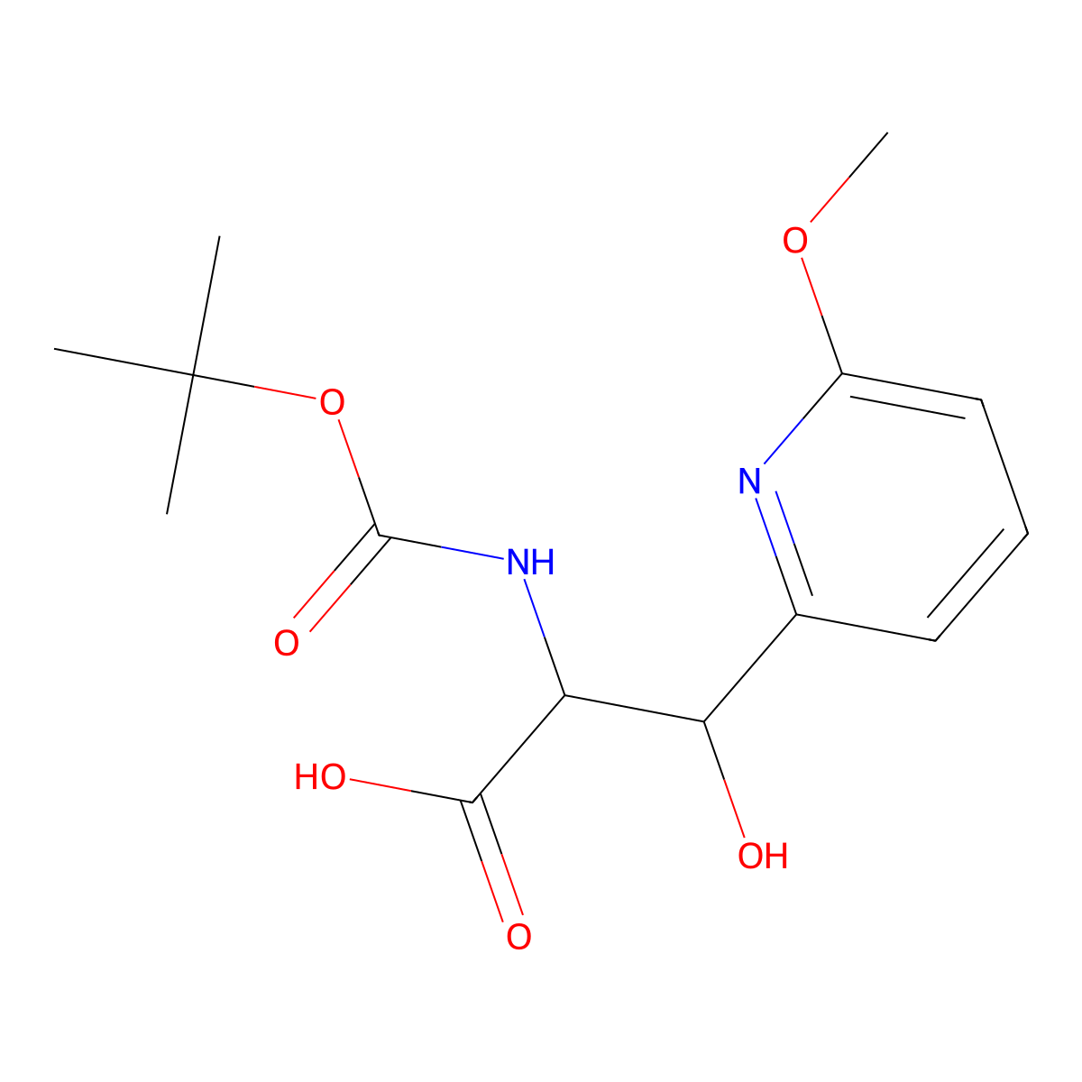 2-{[(Tert-butoxy)carbonyl]amino}-3-hydroxy-3-(6-methoxypyridin-2-yl)propanoic acid molecular structure, CAS 2059932-20-4