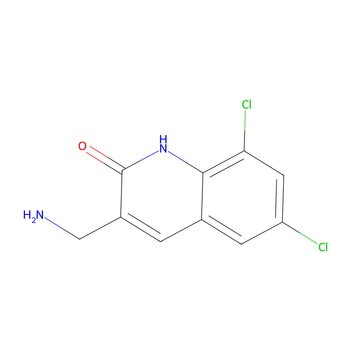 3-(Aminomethyl)-6,8-dichloro-1,2-dihydroquinolin-2-one molecular structure, CAS 2059932-23-7